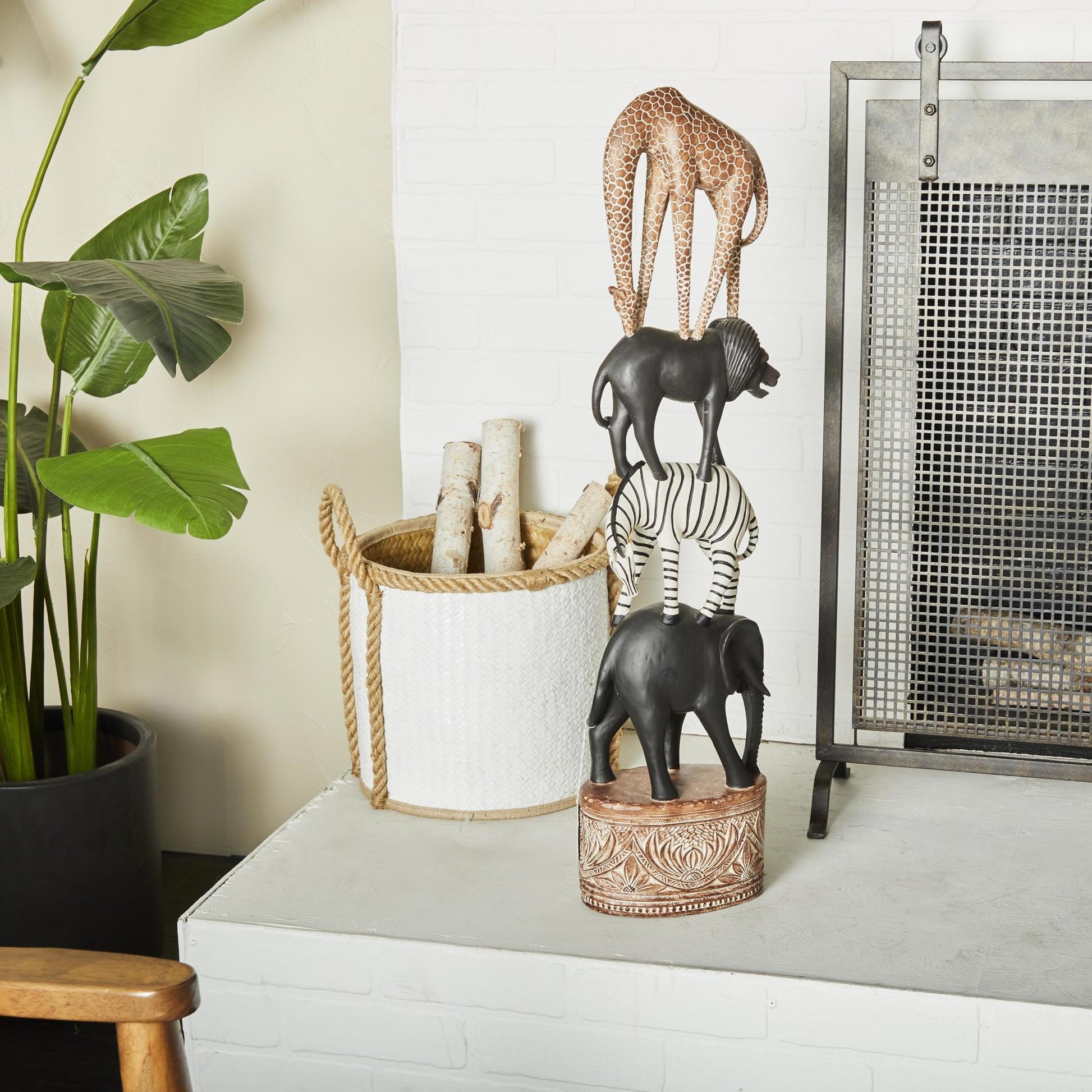 Safari Animals Multi Colored Polyresin Decorative Sculpture