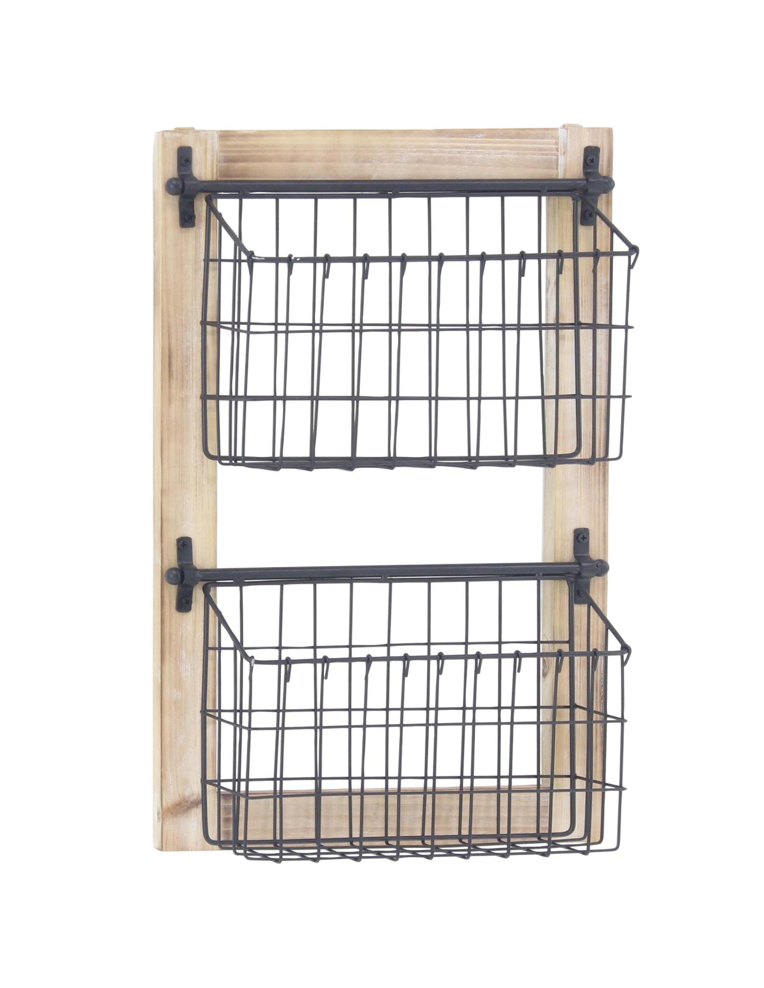 Black Metal 3 Slot Decorative Magazine Rack Holder with Suspended Baskets