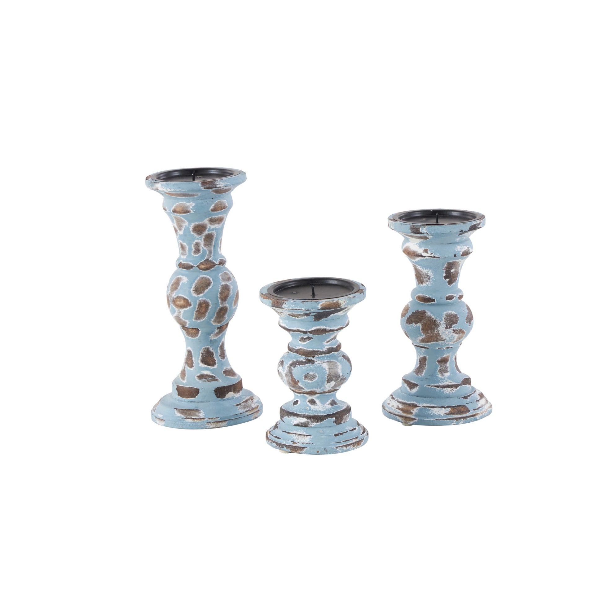 Set of 3 Wood Decorative Candle Holder