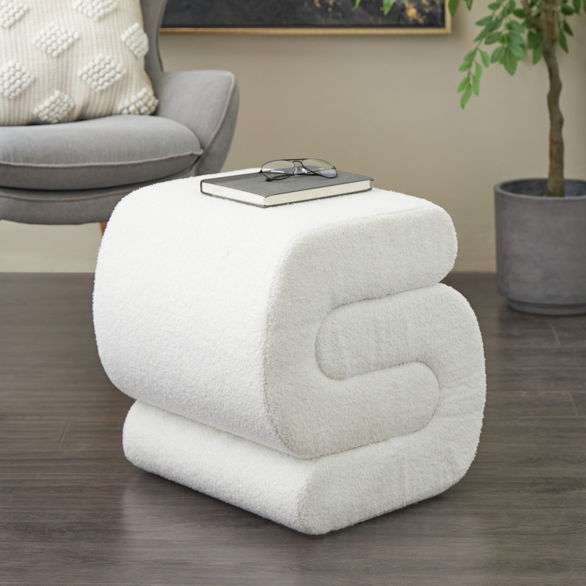 Polyester S- Shaped Room Ottoman with Connected Arches