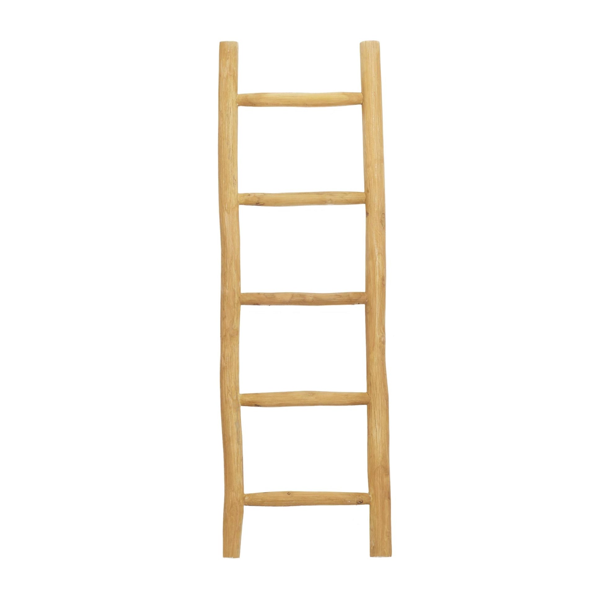 Brown Teak Wood Handmade 5 Rung Decorative Ladder