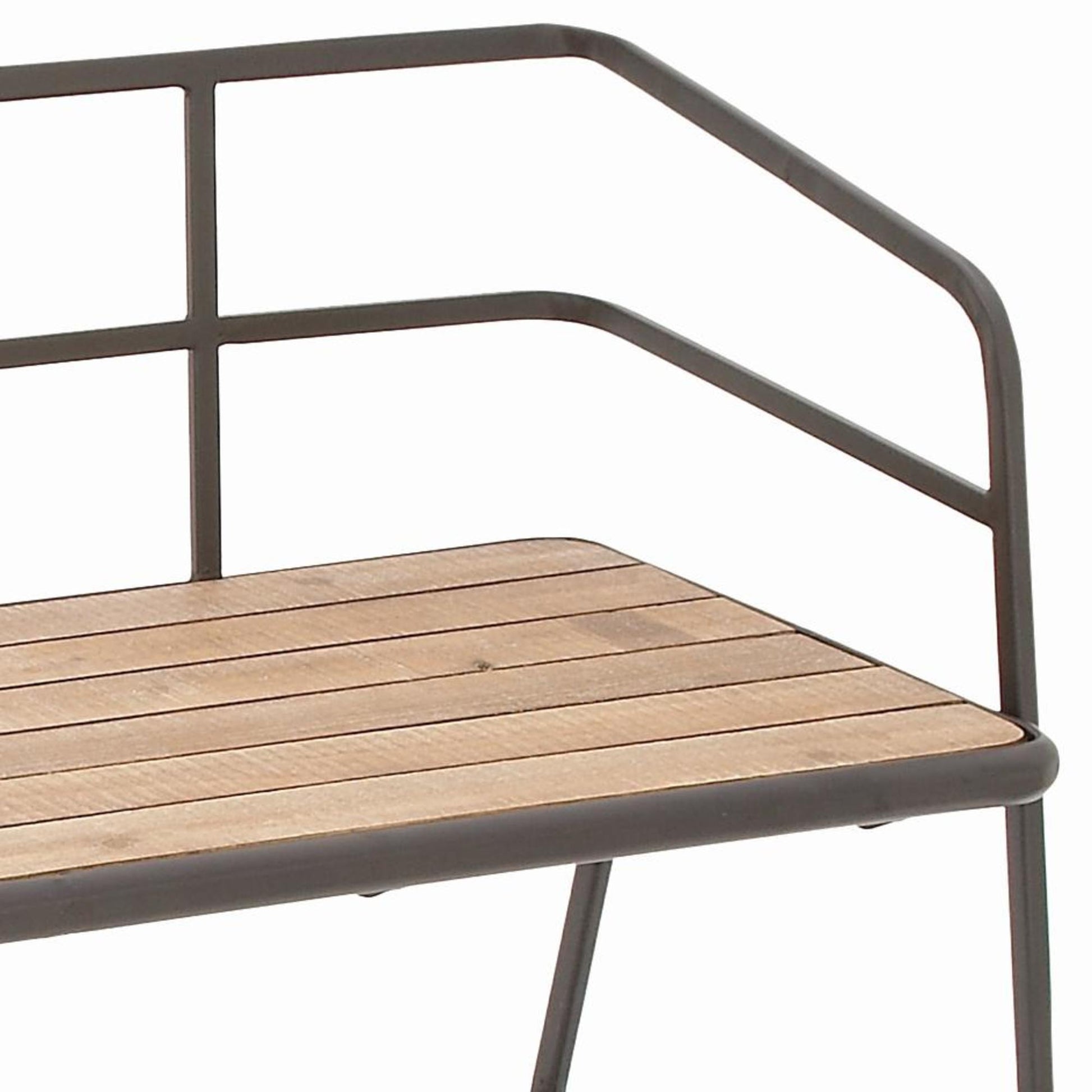 Black Metal Home Bench with Brown Wood Seat