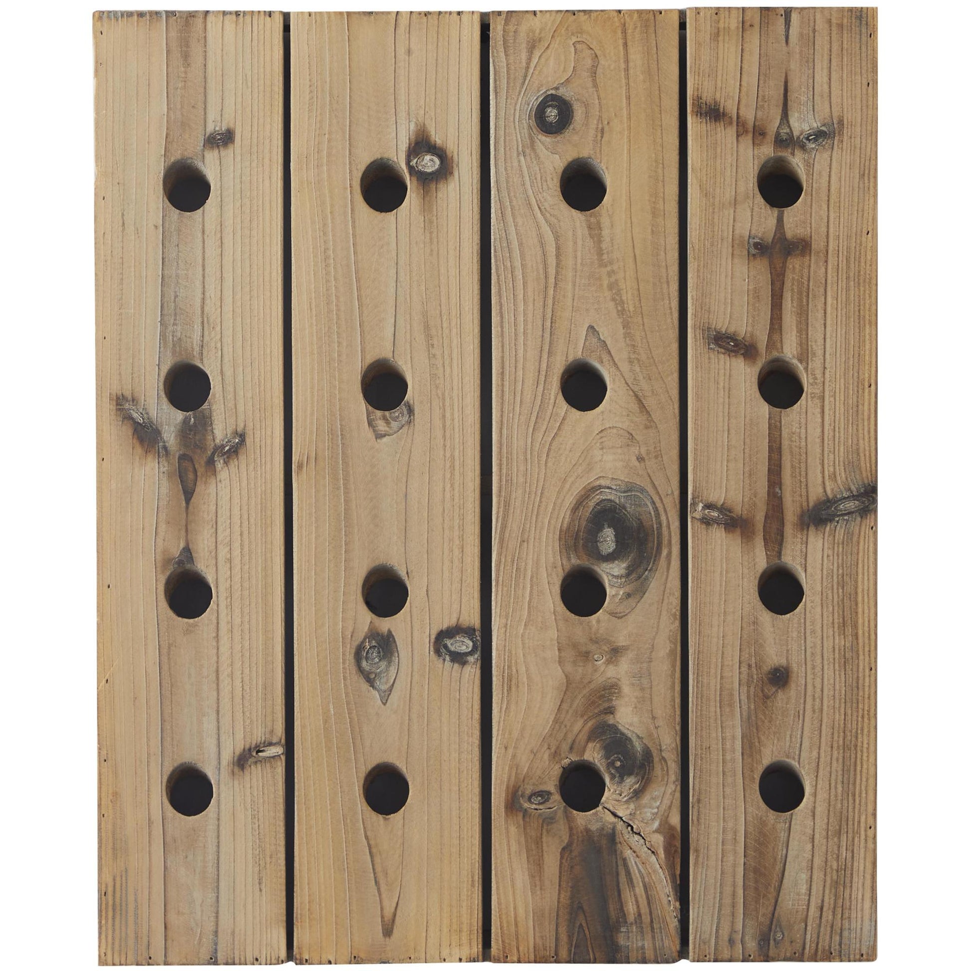Brown Wood Tall 40 Hole Display Wall Wine Rack