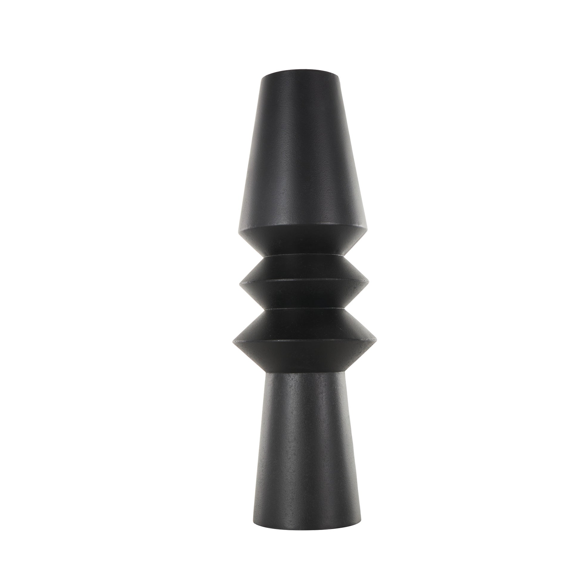 Black Metal Art Deco Fluted Decorative Vase