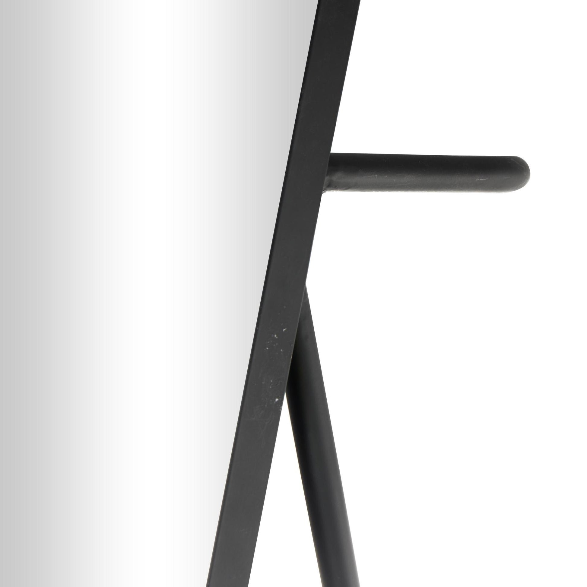 Geometric Black Metal Foldable Freestanding Oval Room Floor Mirror