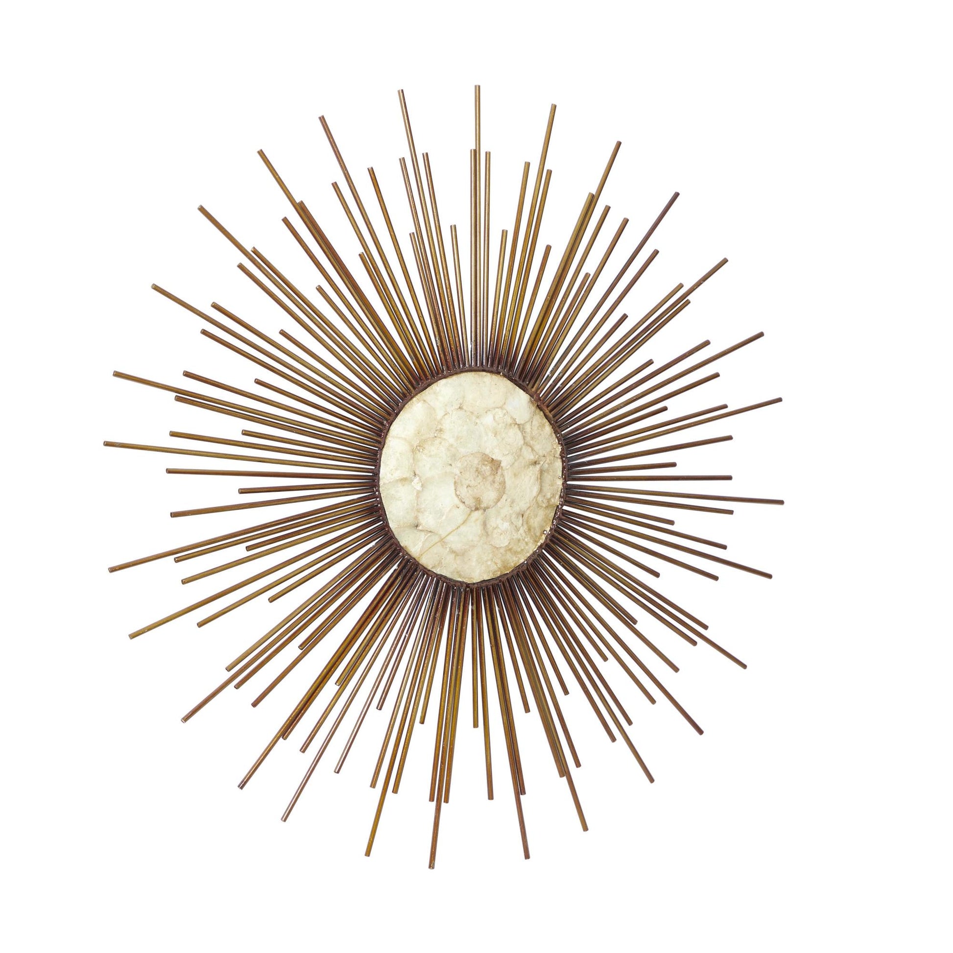 Sunburst Copper Metal Home Wall Decor with Cream Capiz Shell Center
