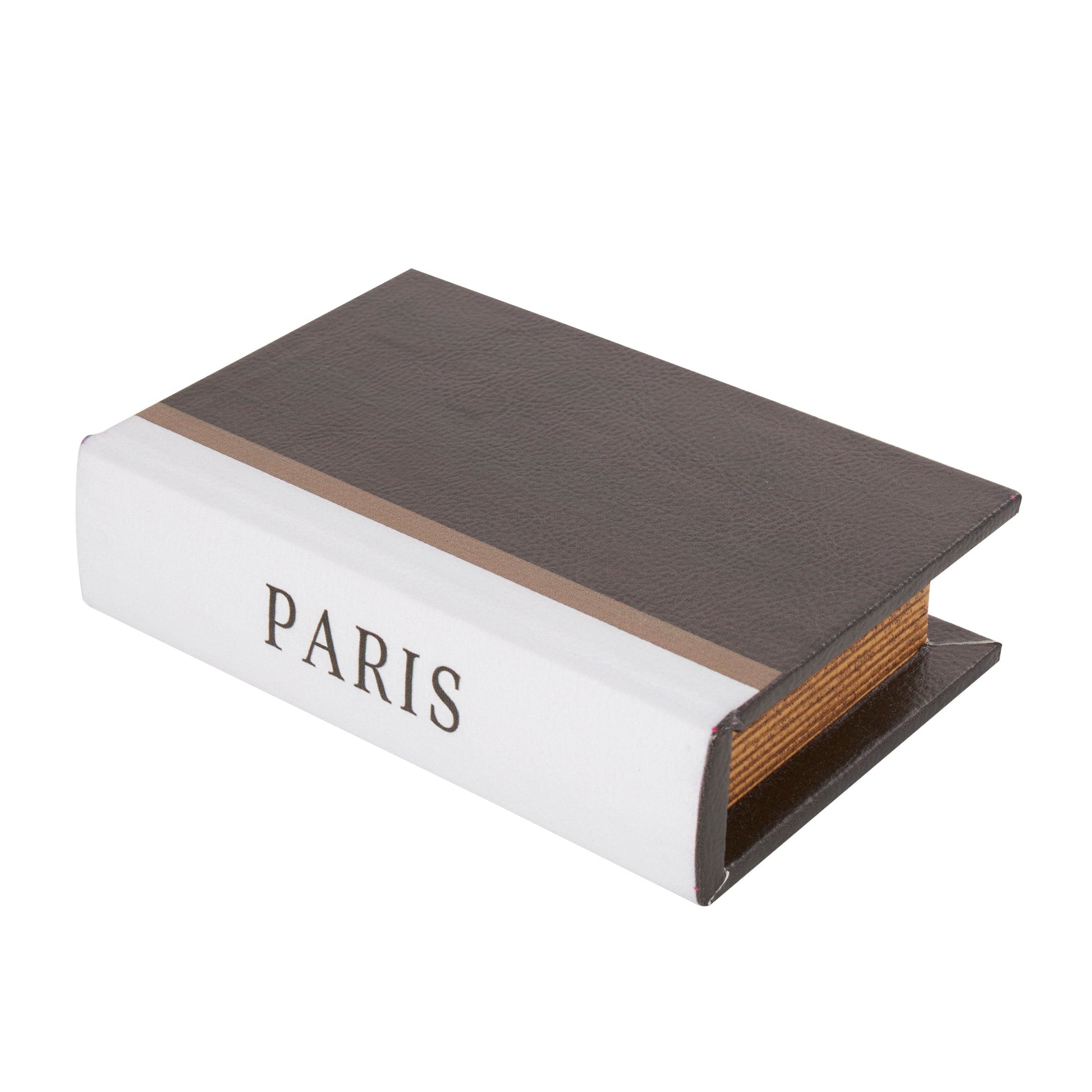 Set of 3 Black Faux Leather Paris, London, New York Faux Book Storage Decorative Box with White Spine