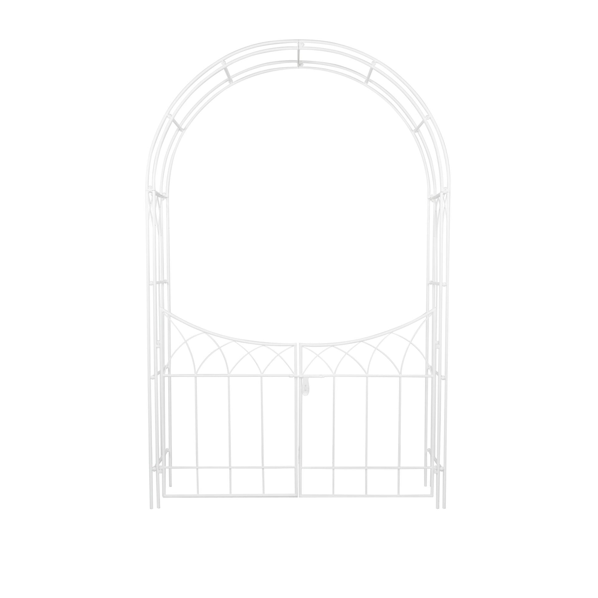 Metal Indoor Outdoor Arched Gate Indoor Outdoor Garden Arbor with Lattice Work Sides