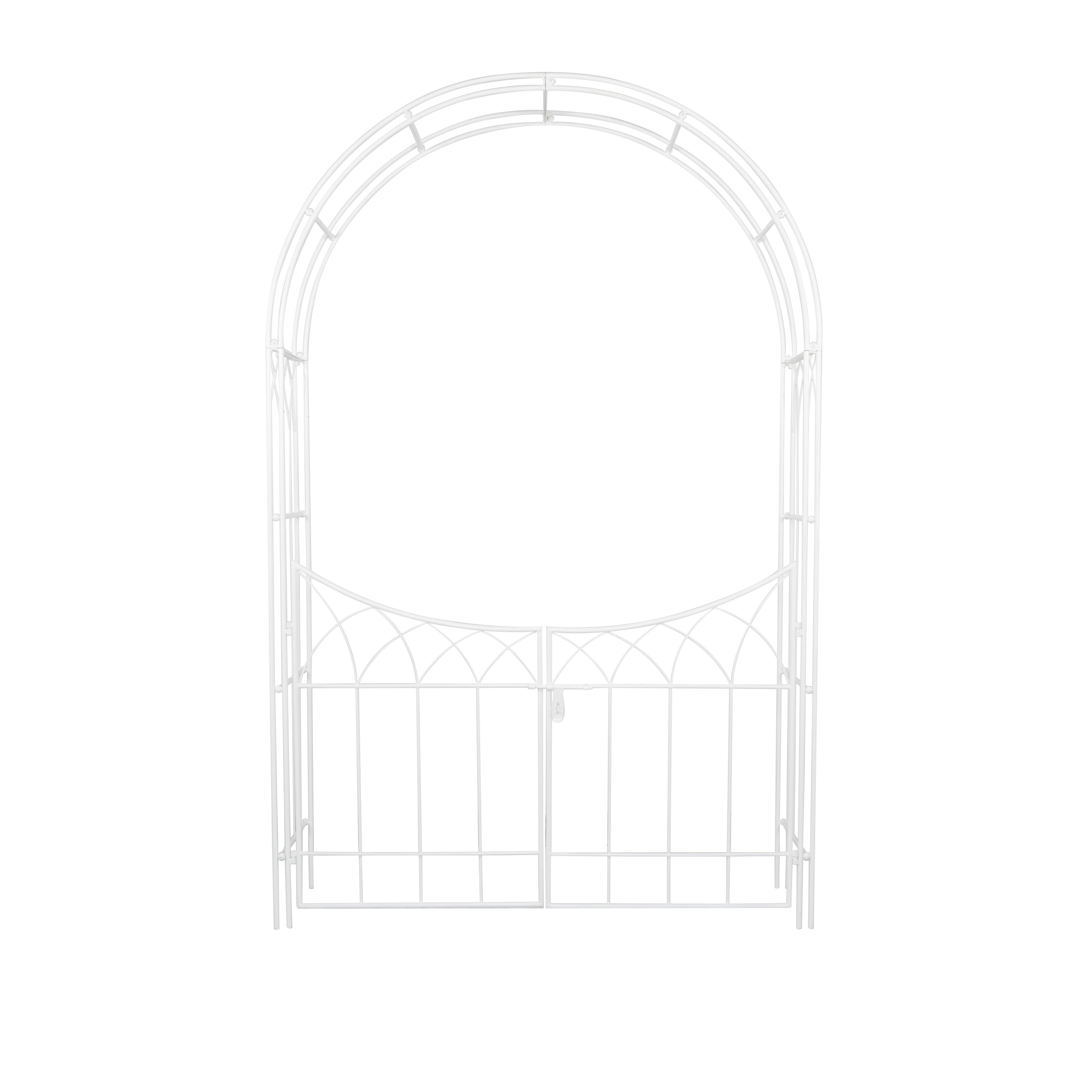 Metal Indoor Outdoor Arched Gate Indoor Outdoor Garden Arbor with Lattice Work Sides