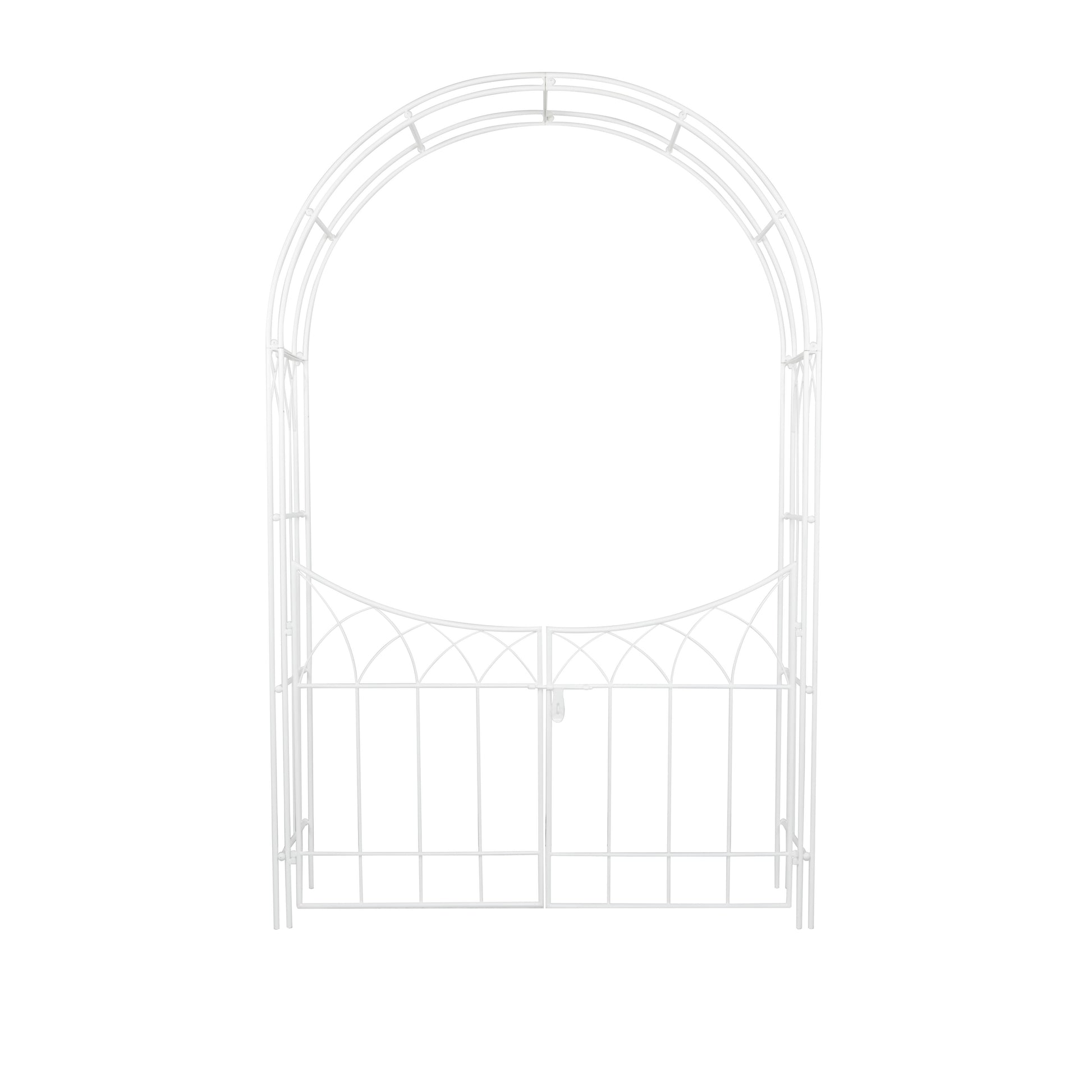 Metal Indoor Outdoor Arched Gate Indoor Outdoor Garden Arbor with Lattice Work Sides