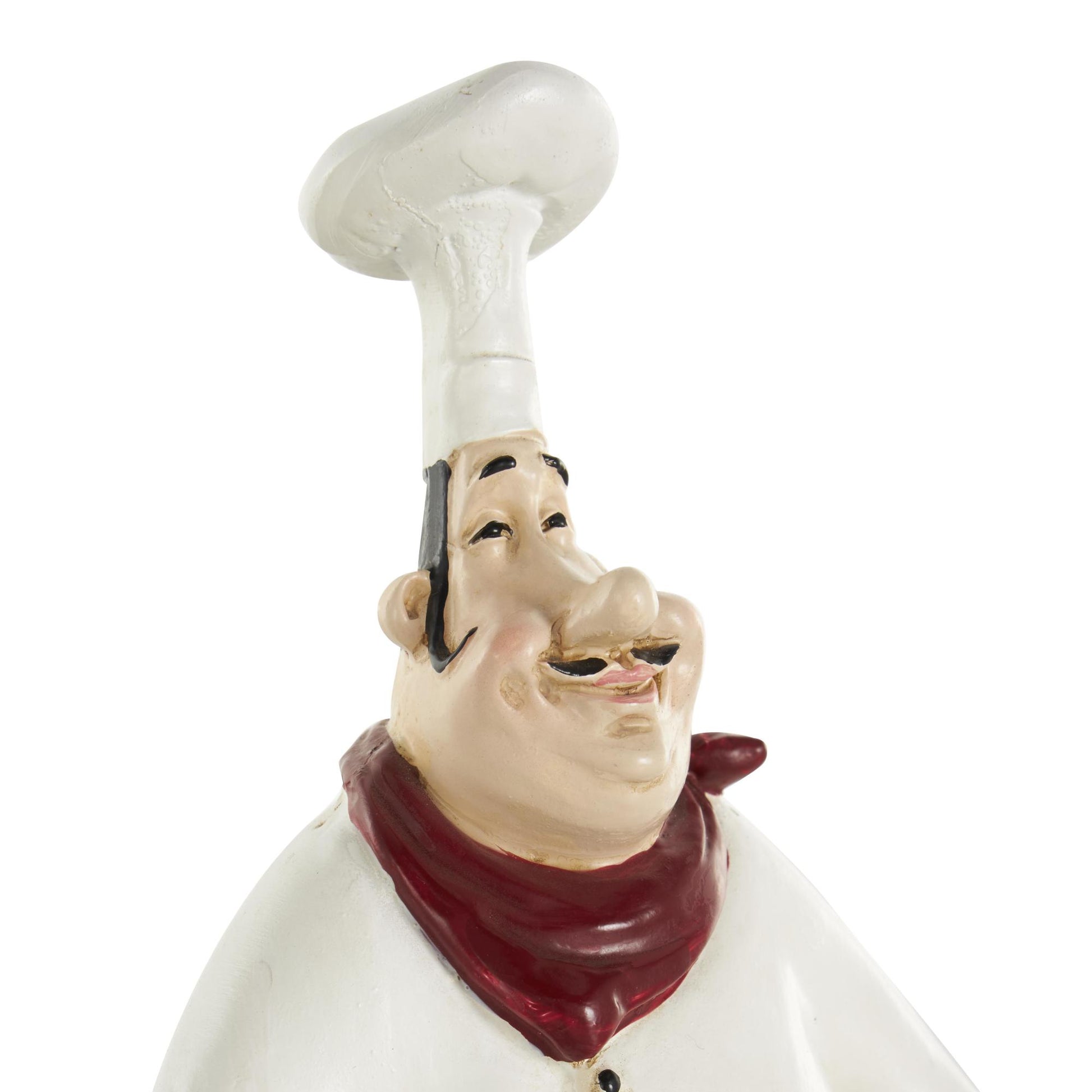 Chef White Polystone Figurine Decorative Salt and Pepper Shaker Holder with Wood Barrel Accents
