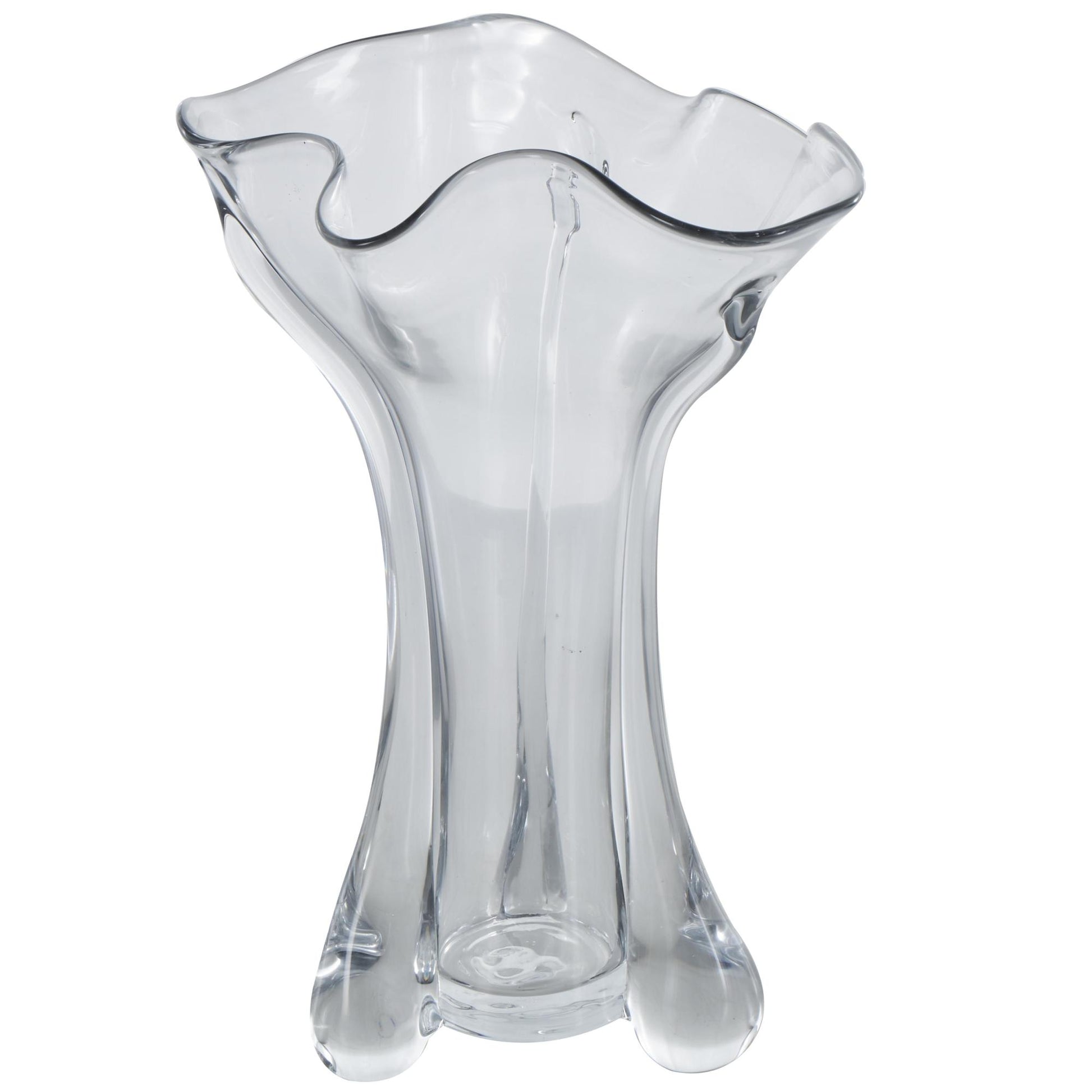 Abstract Clear Glass Fluted Tulip Decorative Vase