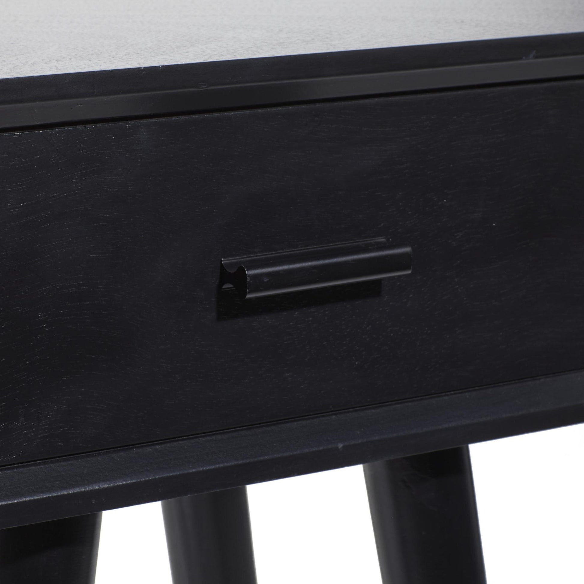 Black Wood Single Drawer Side End Accent Table