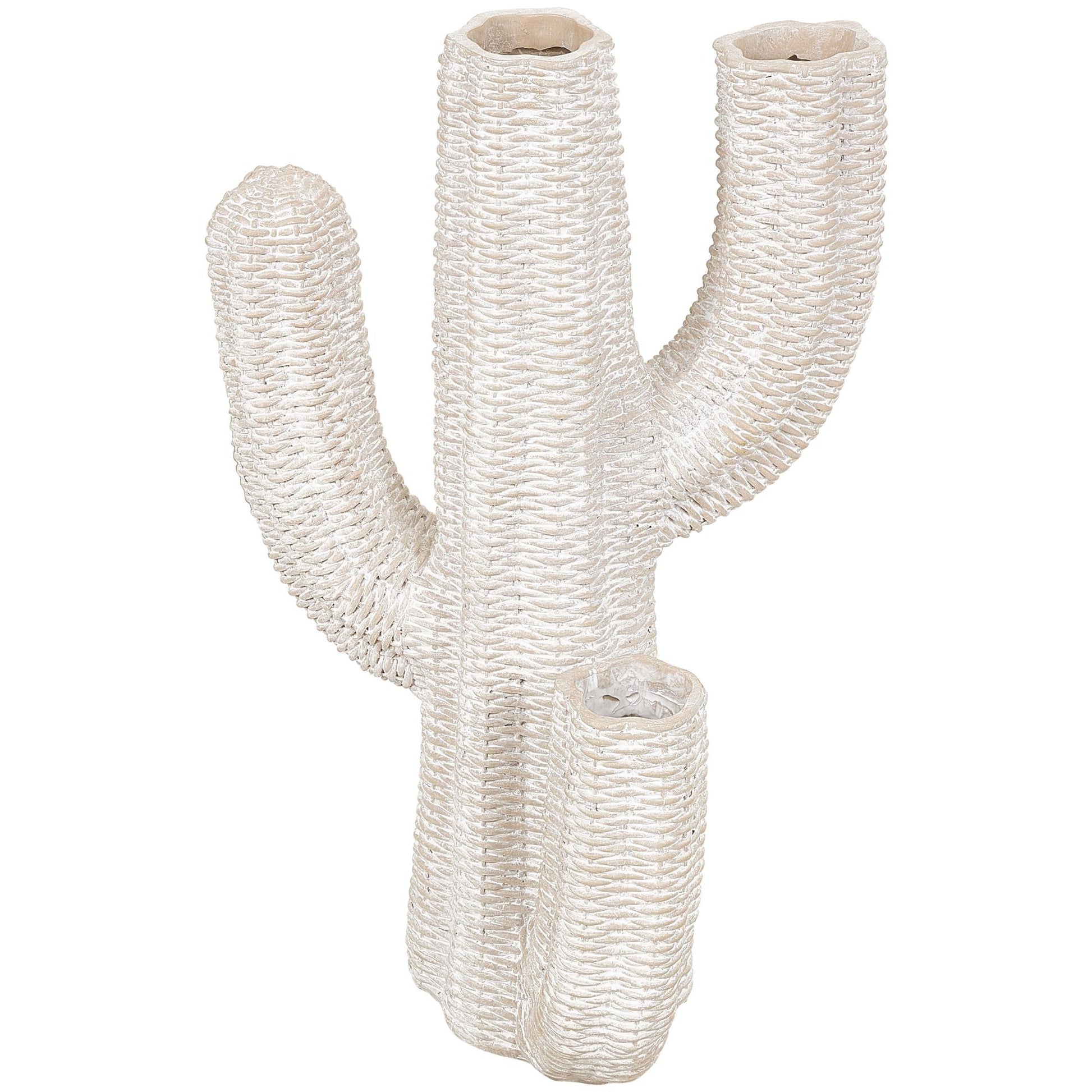 Cactus Cream Resin Tall Textured Indoor Outdoor Planter