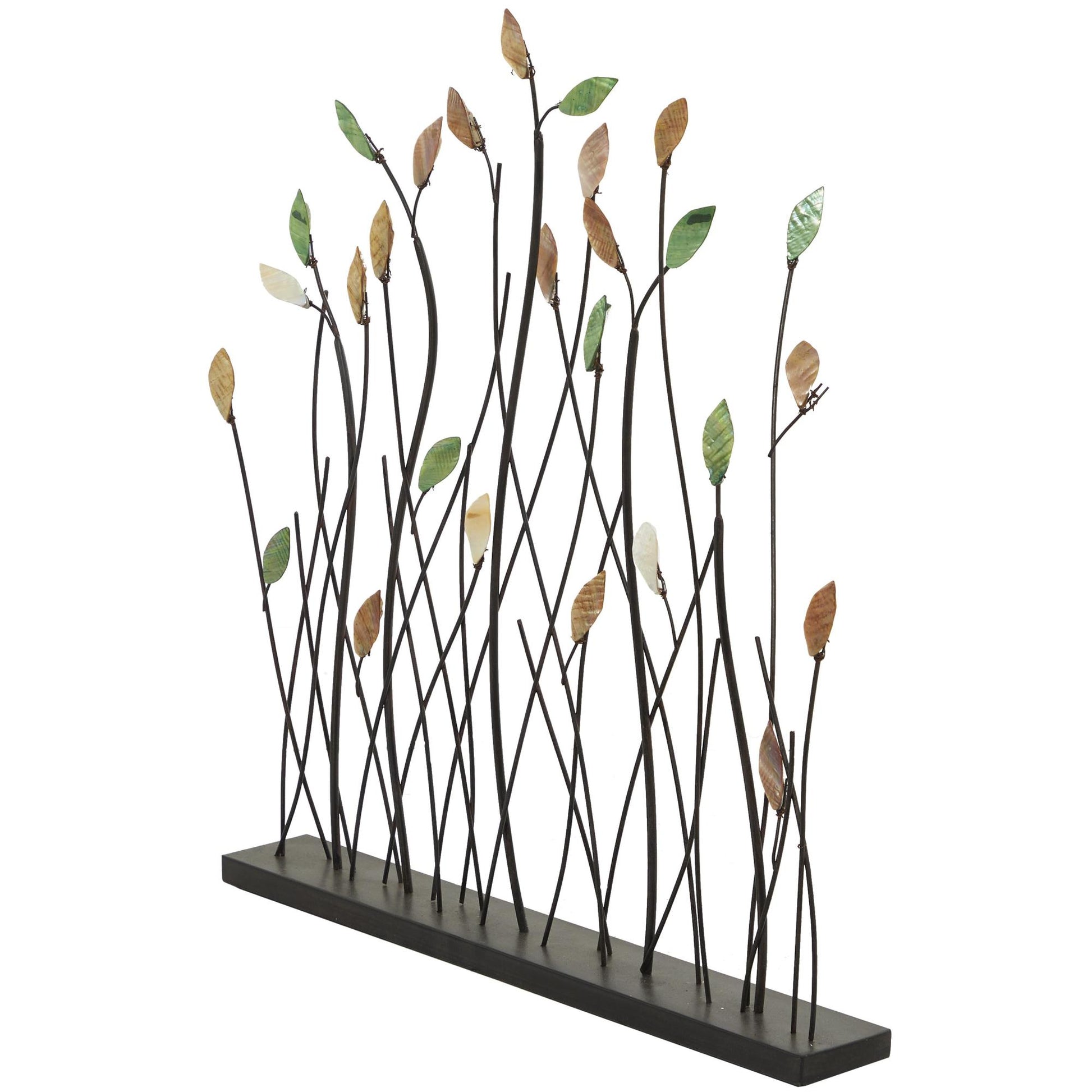 Leaf Black Metal Decorative Sculpture with Black Base