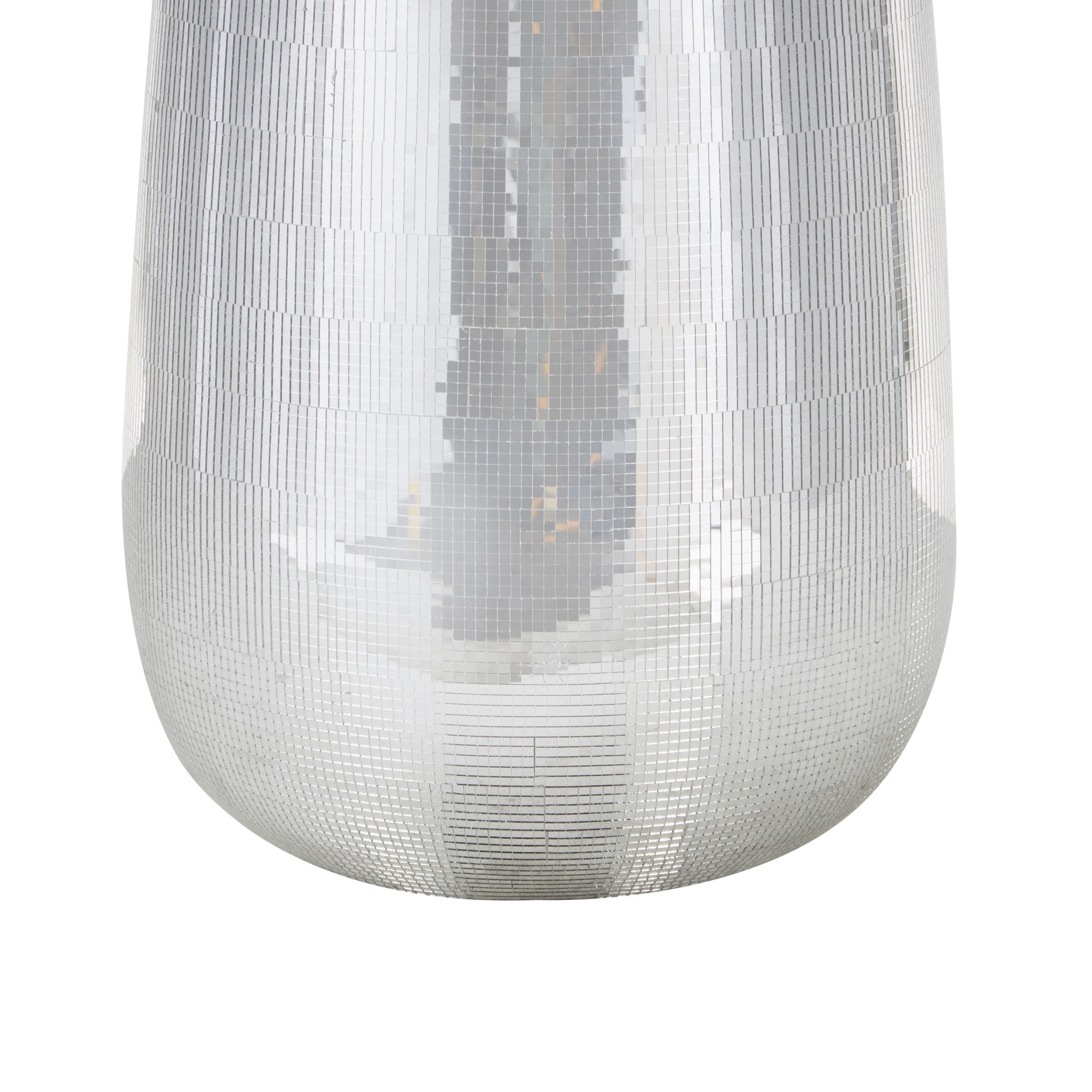 Silver Fiberglass Mosaic Floor Decorative Vase with Blue Interior