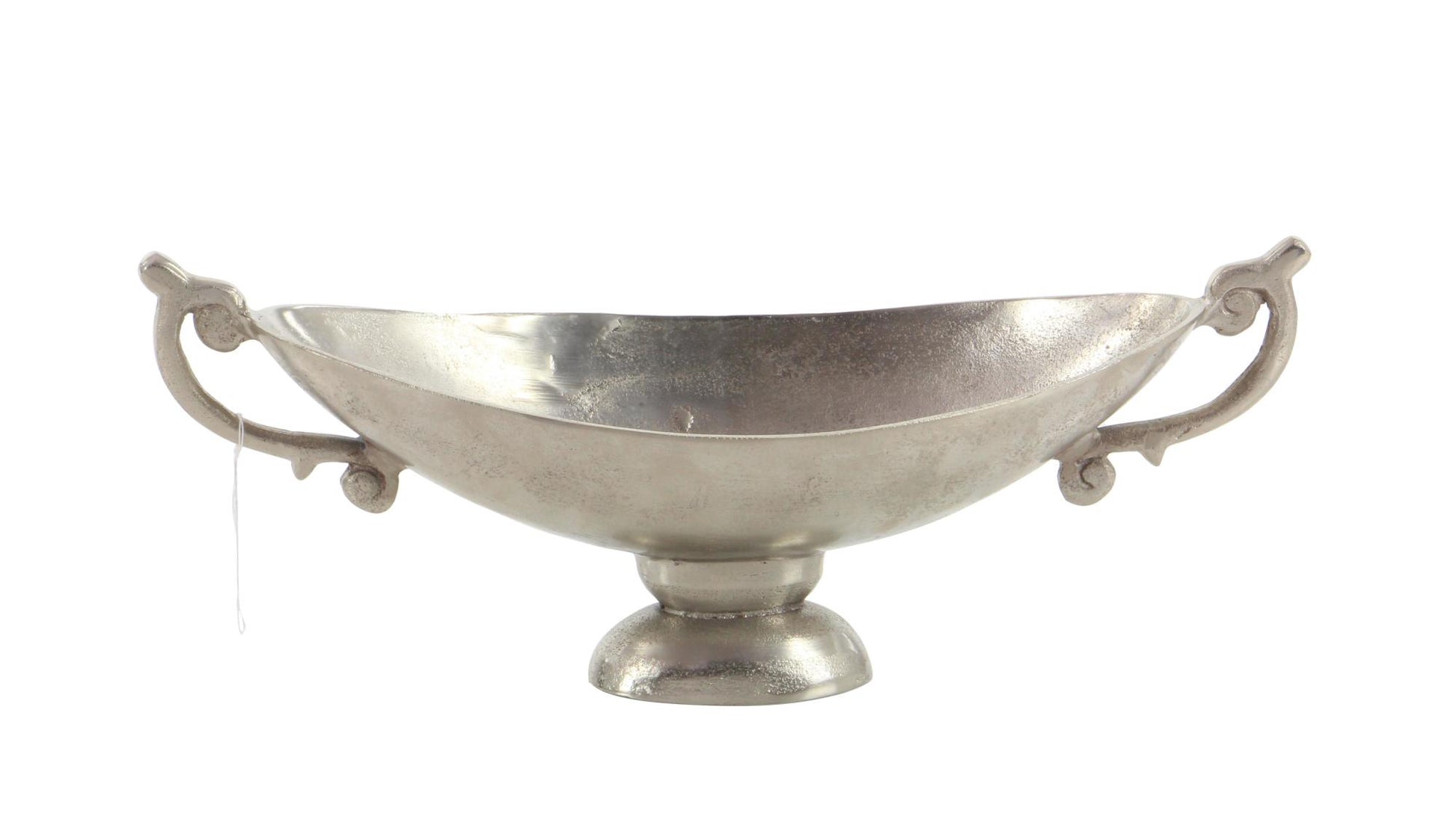 Silver Aluminum Metal Large Decorative Bowl with Handles