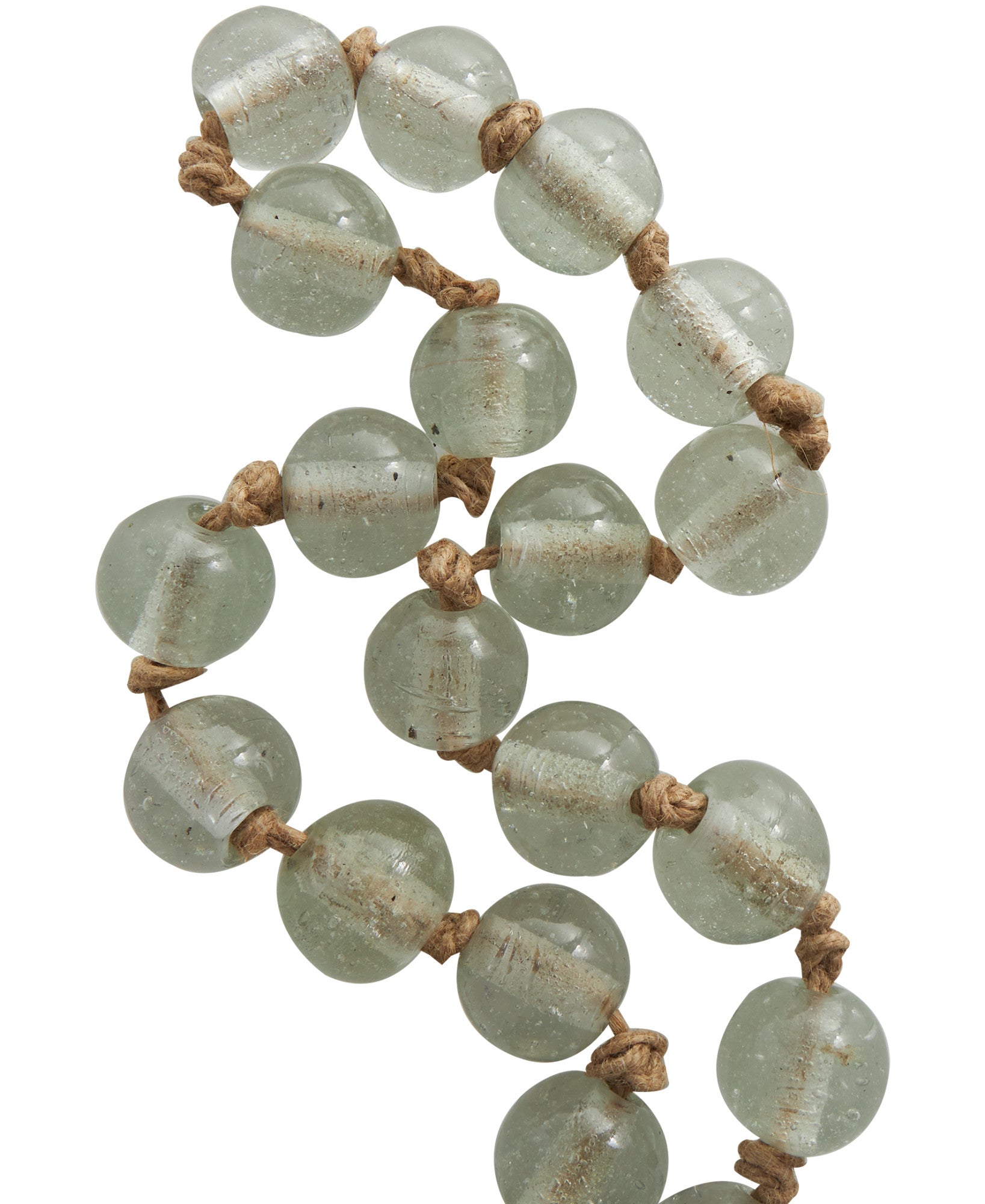 Glass Handmade Round Beaded Garland with Tassel with Knotted Brown Jute