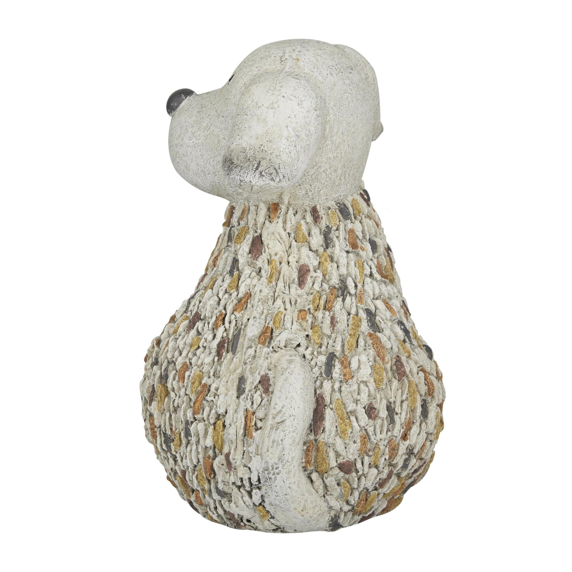 Dog White Polystone Indoor Outdoor Decorative Garden Sculpture