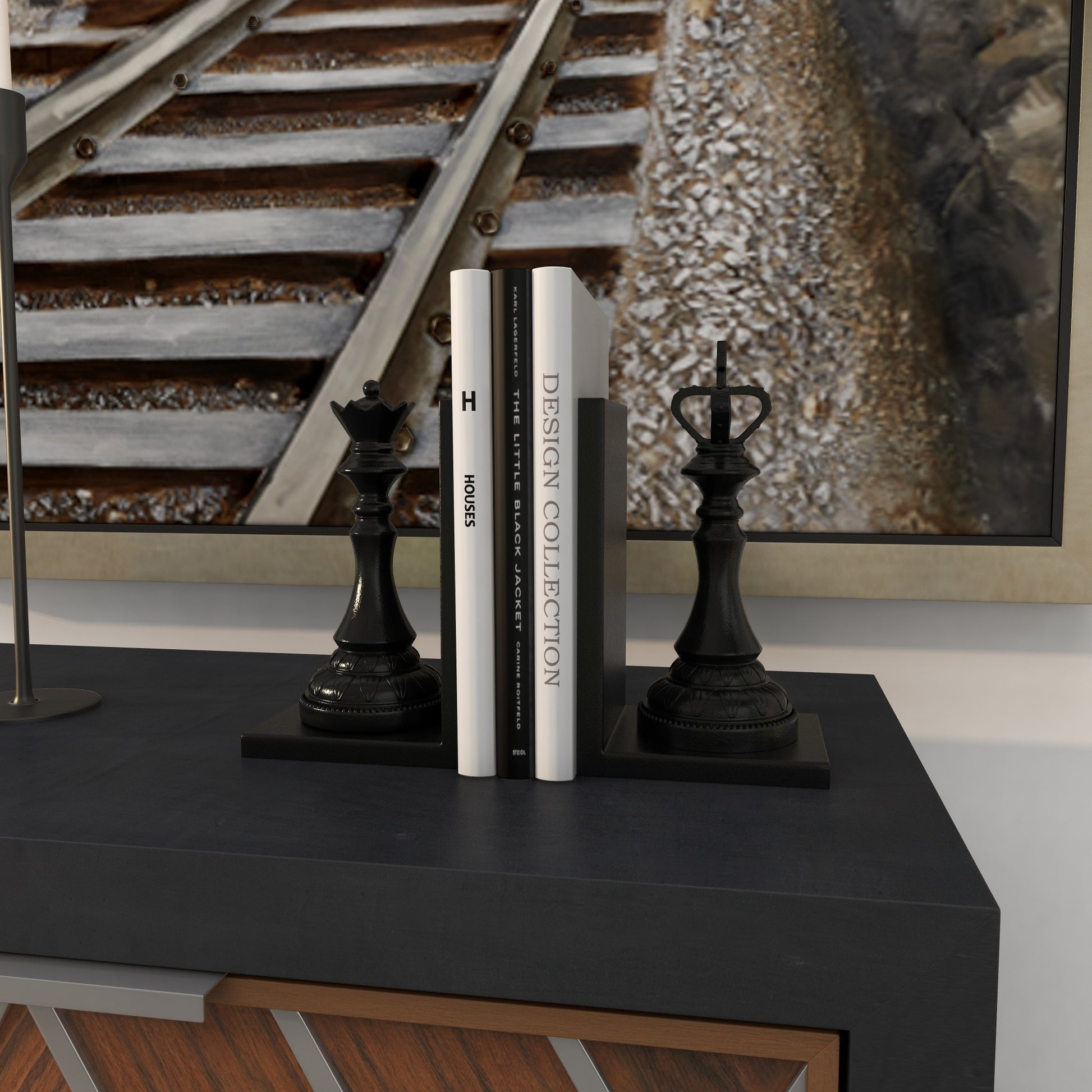 Set of 2 Chess Crystal Oversized Decorative Bookends with Cut Crystal Designs Set of 2 4"W, 10"H