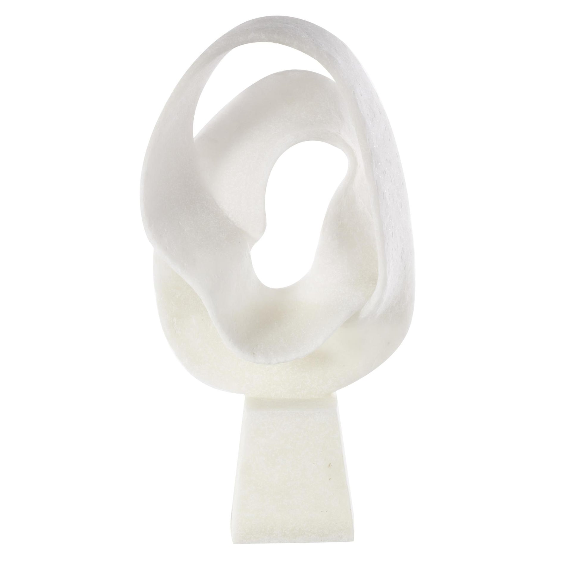 Abstract White Polystone Textured Wave Decorative Sculpture with Elevated Base