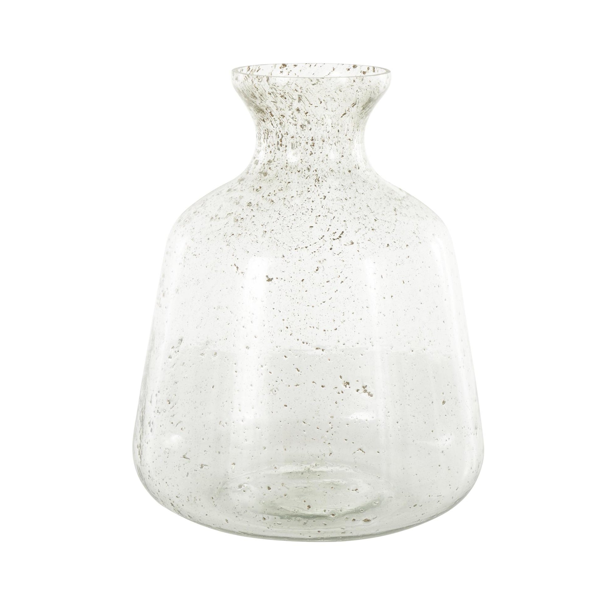 Clear Glass Speckled Decorative Vase with Brown Accents