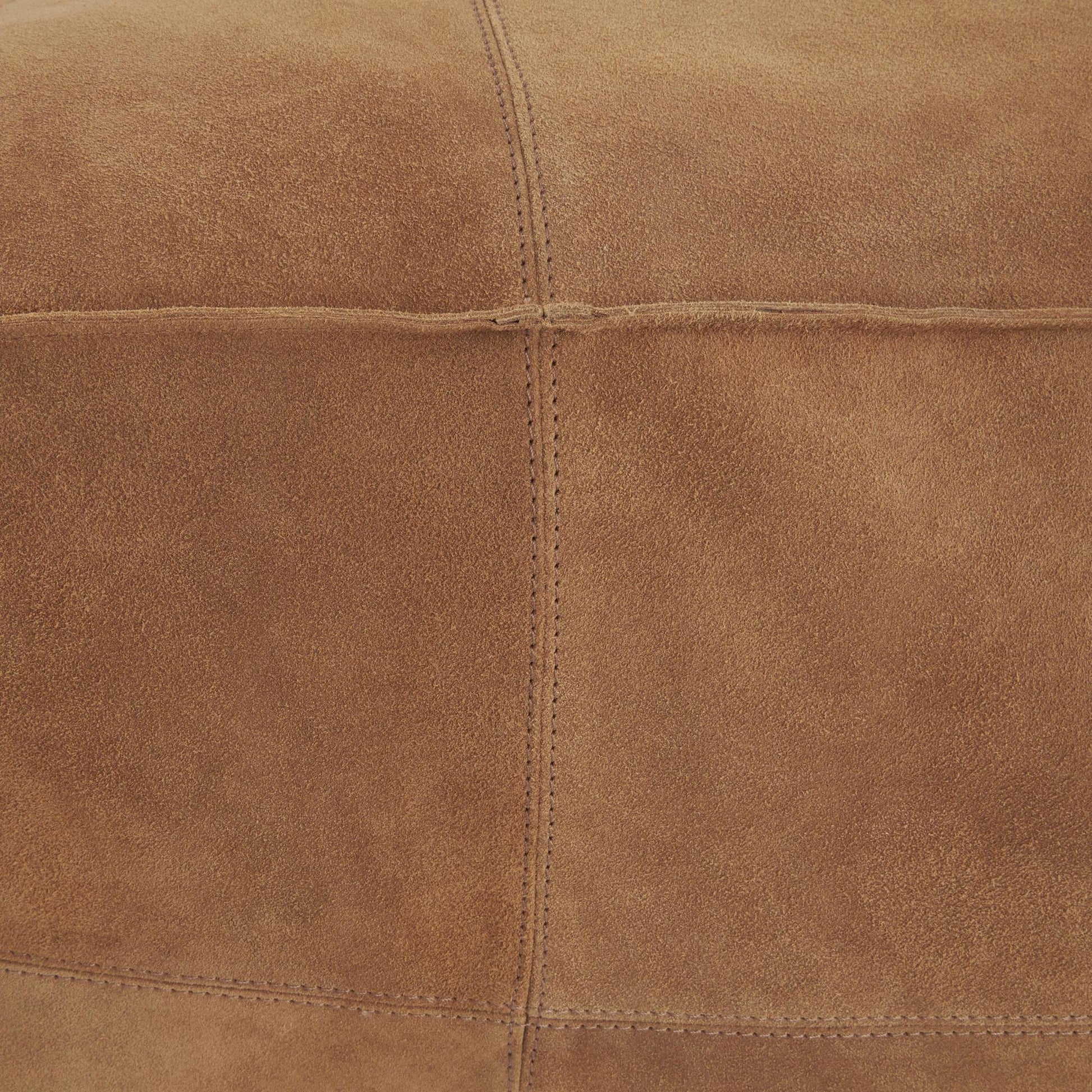 Leather Low Profile Square Stuffed Pouf with Patchwork Design