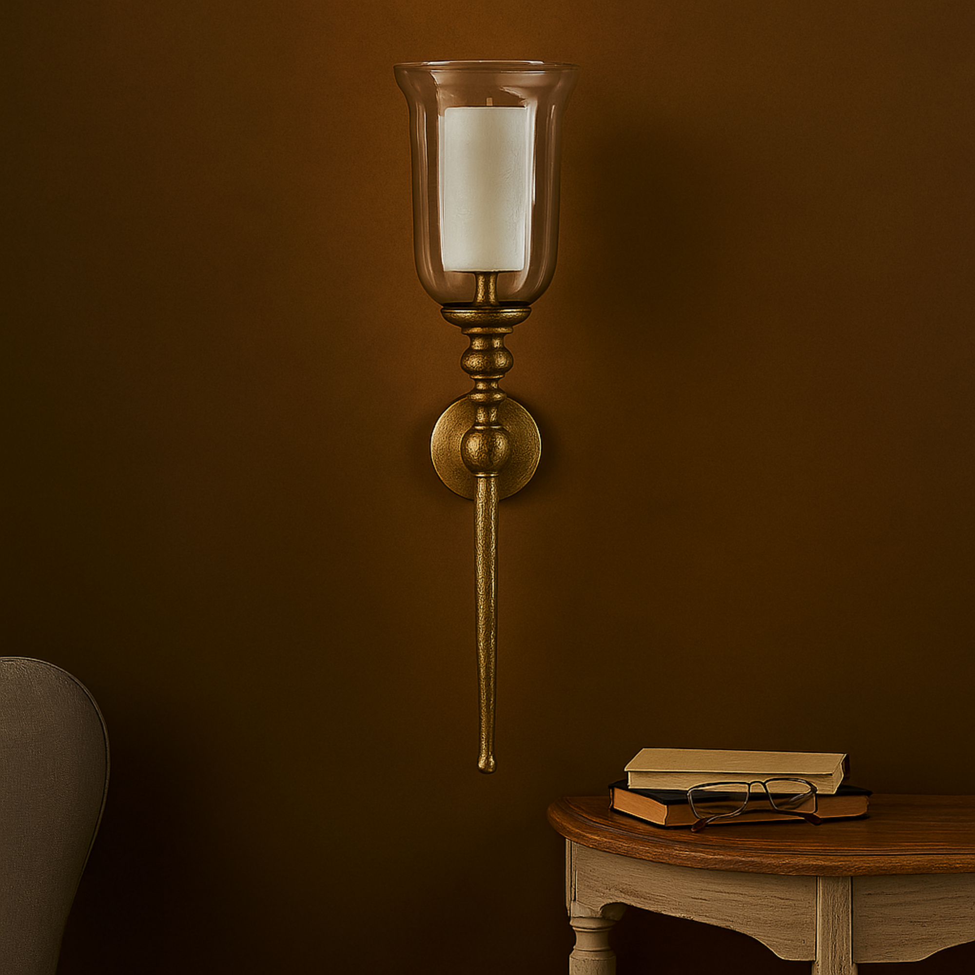 Set of 2 Geometric Gold Aluminum Metal Textured Indoor Outdoor Wall Sconce with Curved Shape
