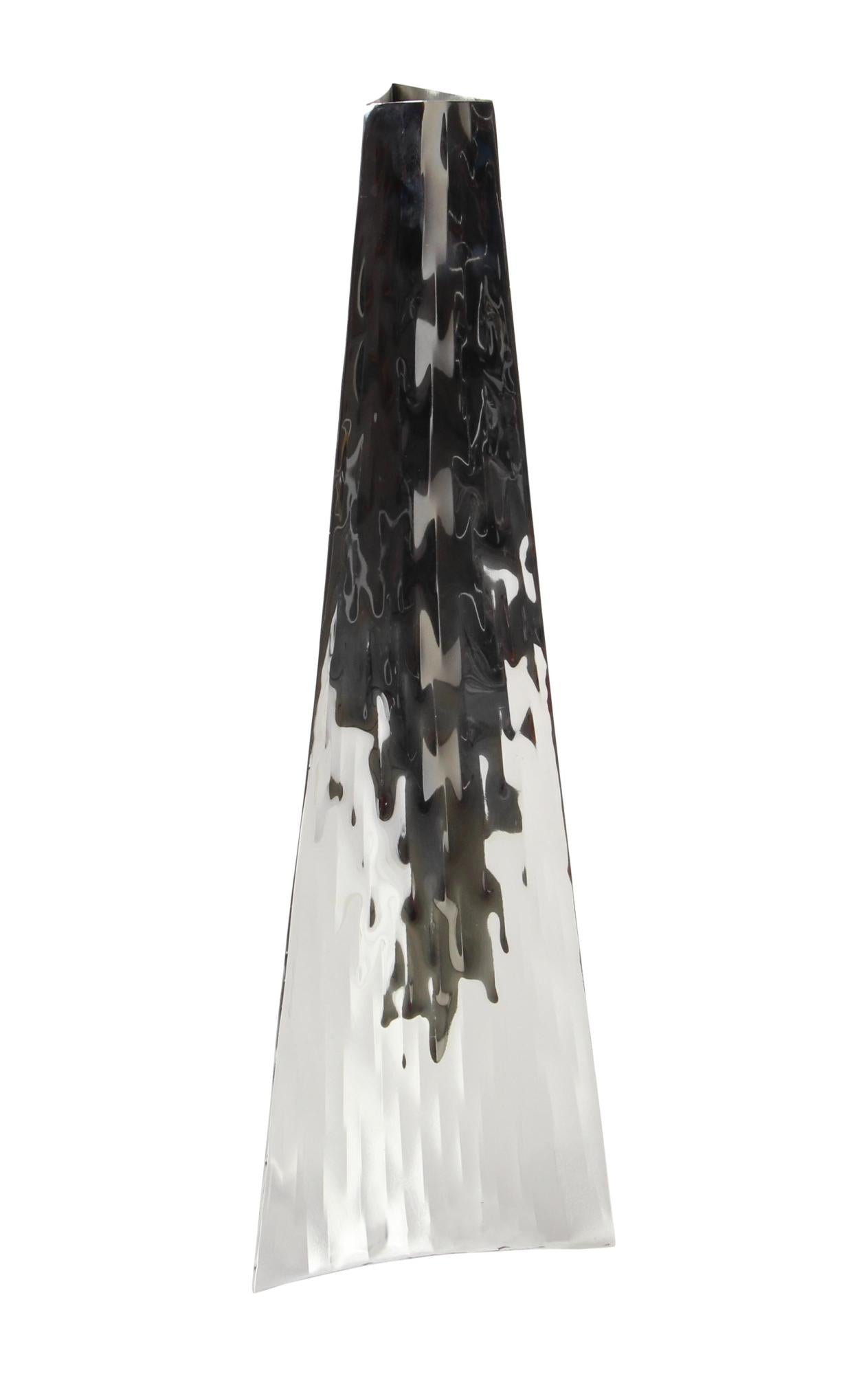 Silver Stainless Steel Metal Hammered Decorative Vase