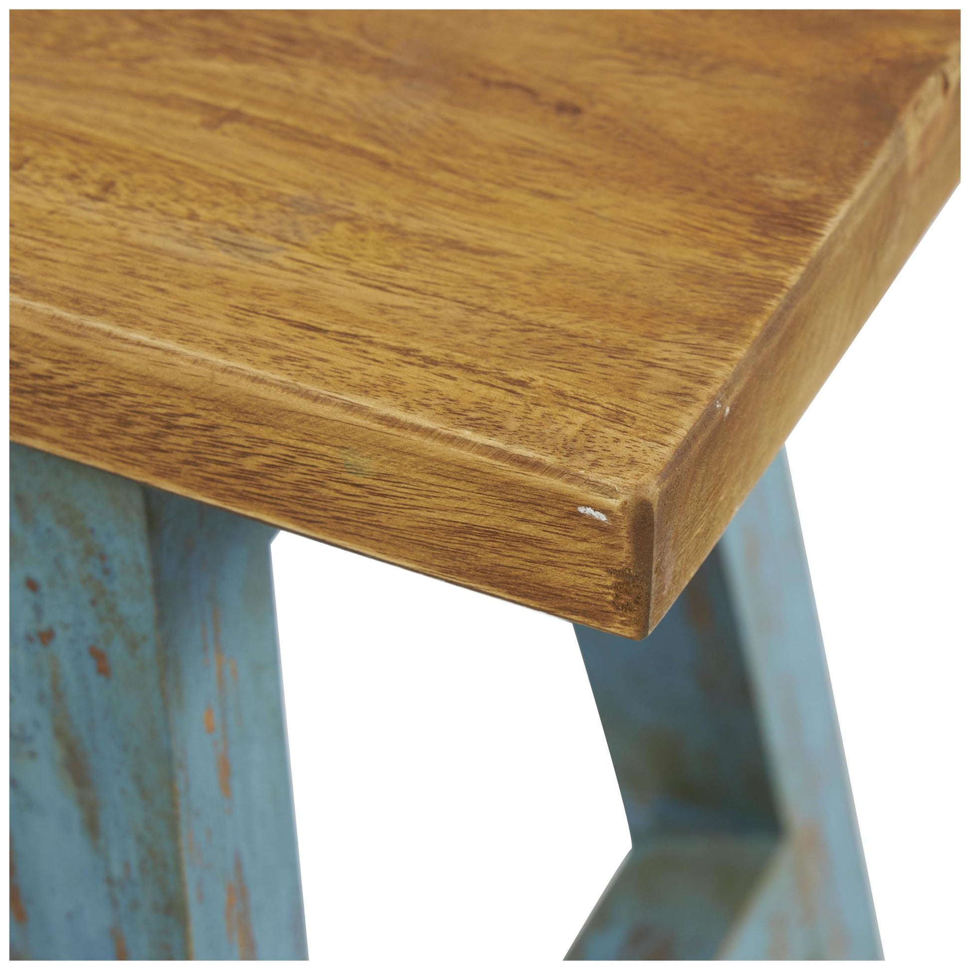 Wood Living Room Stool with Brown Wood Top 20" x 14" x 18"