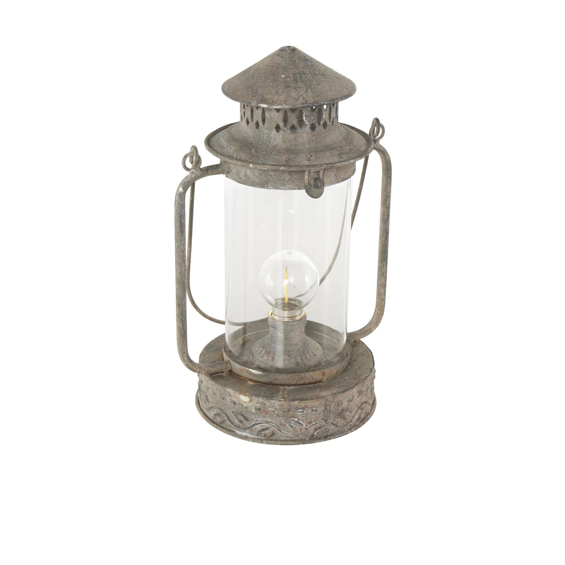 Leaf Bronze Metal Decorative Indoor Outdoor Candle Lantern with Red Accents and Handle