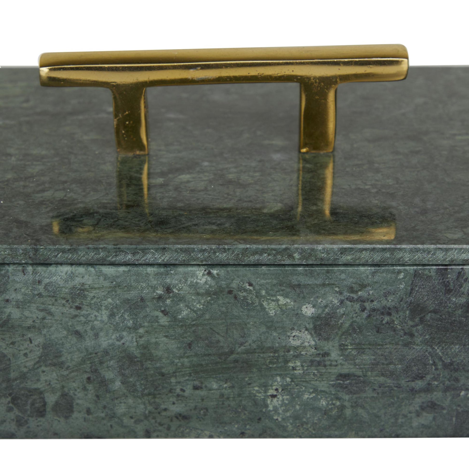 Set of 3 Marble Decorative Box with Aluminum Bar Handles Set of 3 12", 10", 8"W