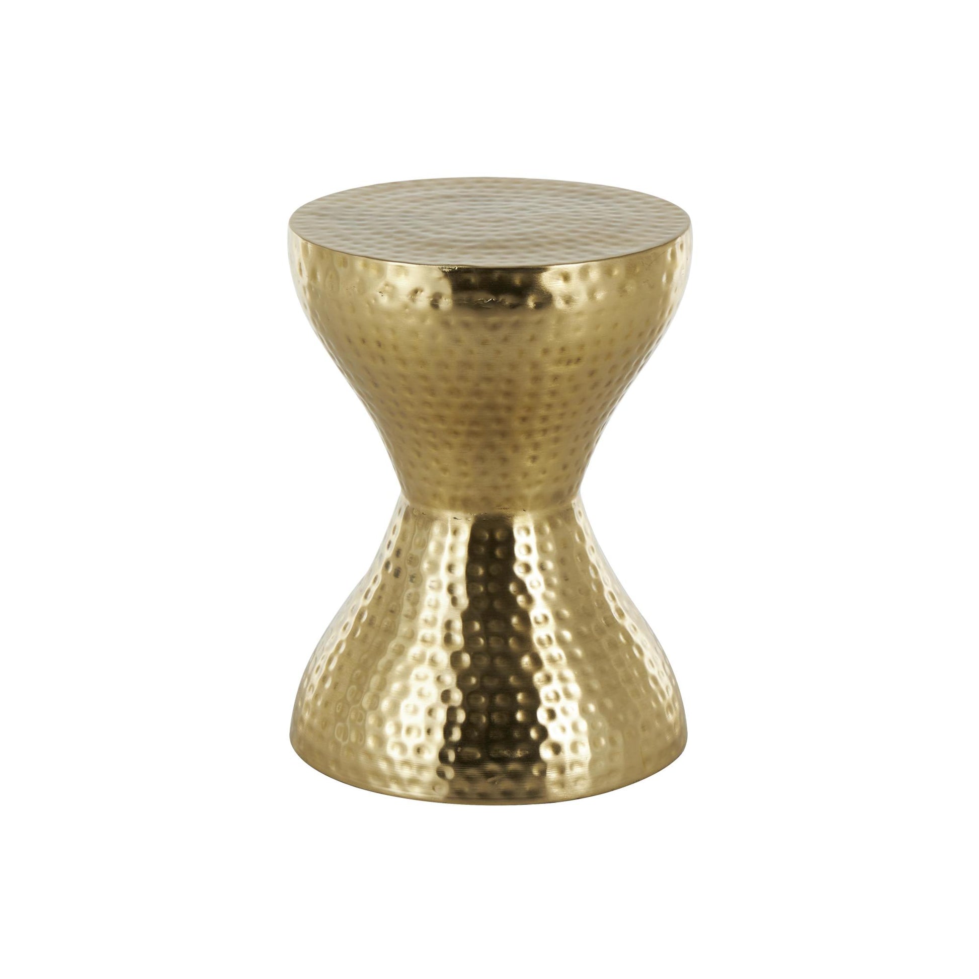 Metal Hammered Side End Accent Table with Hourglass Shape