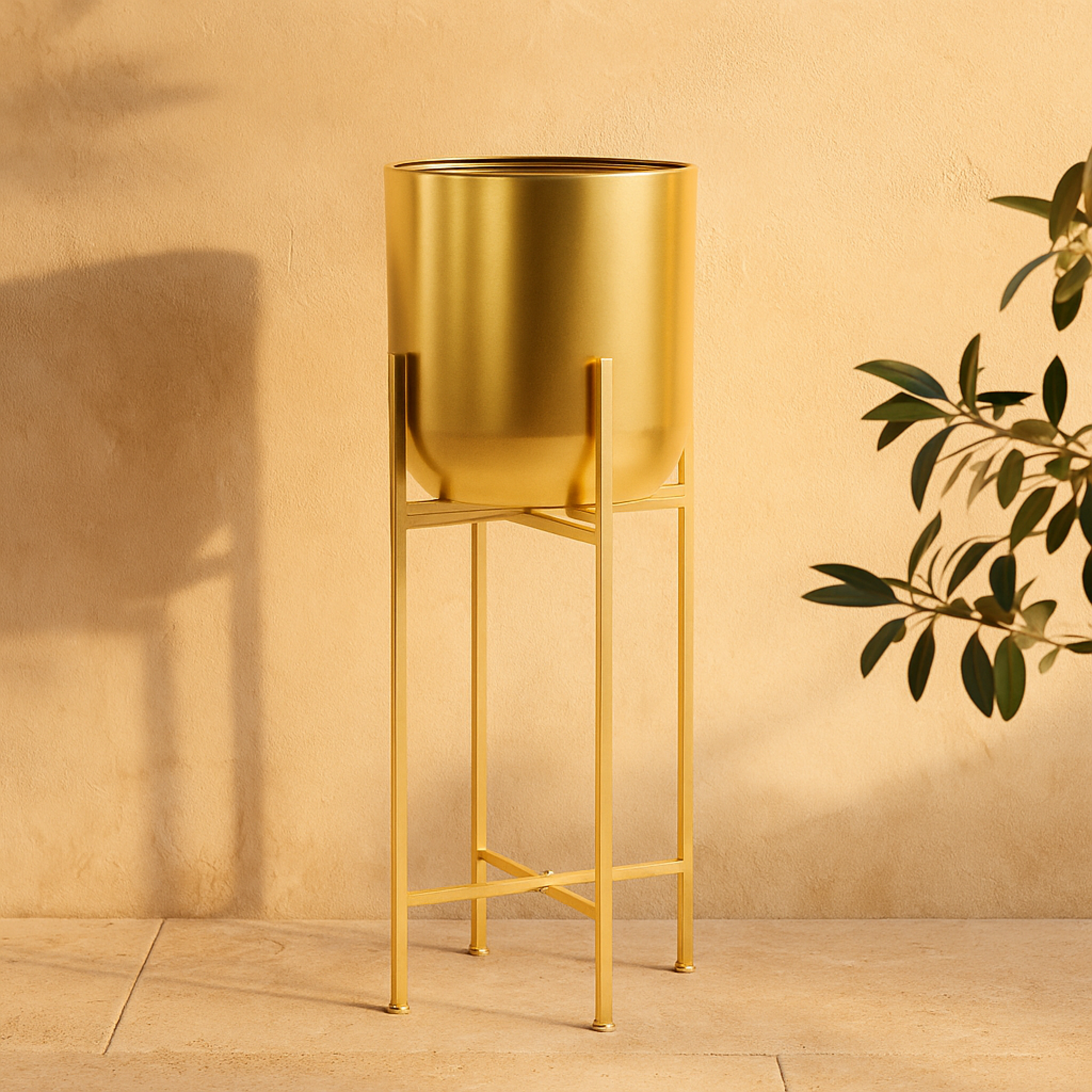 CosmoLiving by Cosmopolitan Metal Matte Dome Indoor Outdoor Planter with Removable Stand