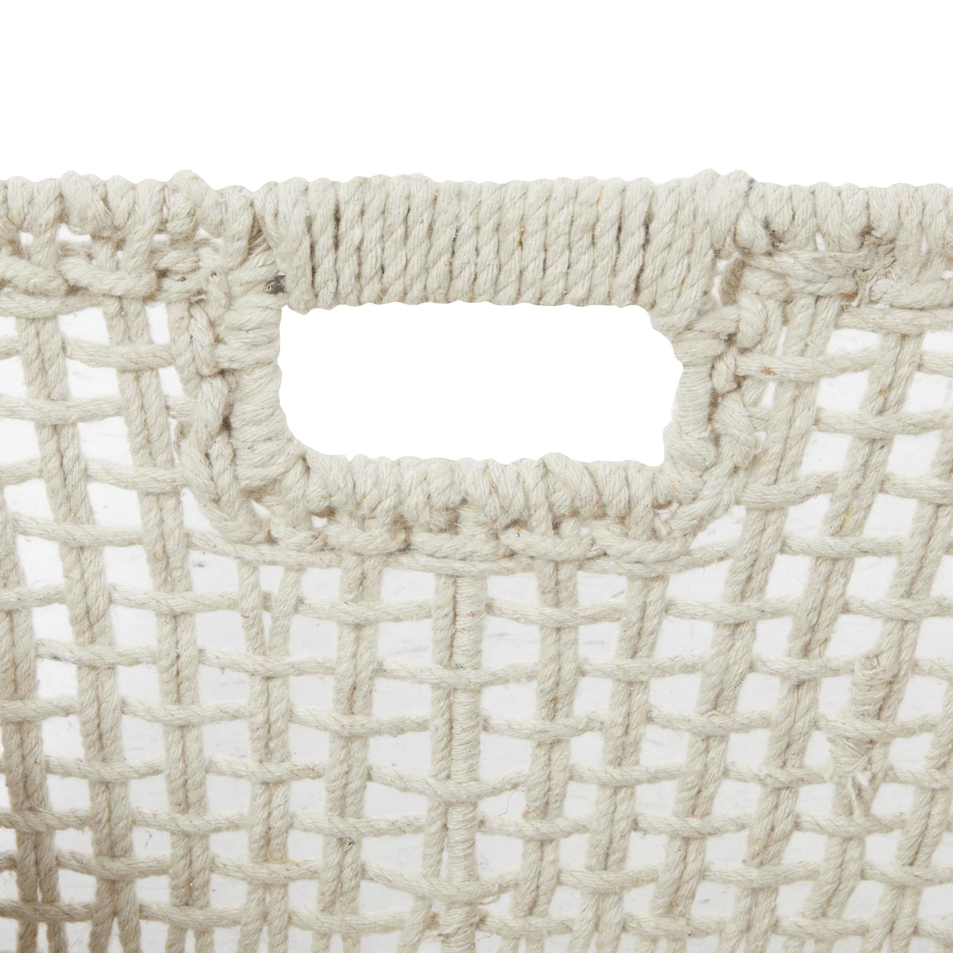 CosmoLiving by Cosmopolitan Set of 2 Cotton Fabric Handmade Decorative and Functional Storage Basket with Handles