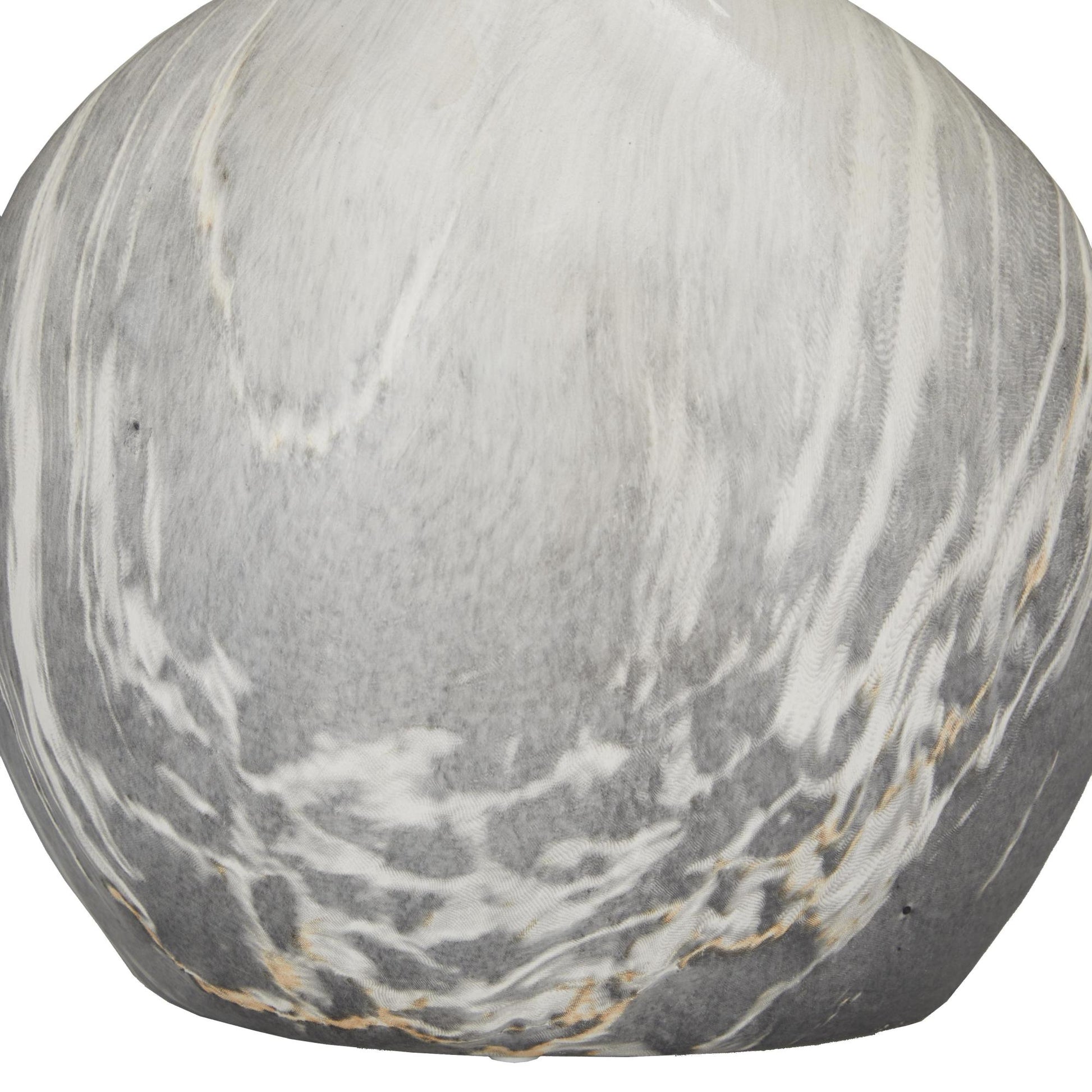 Set of 3 Gray Ceramic Faux Marble Decorative Vase