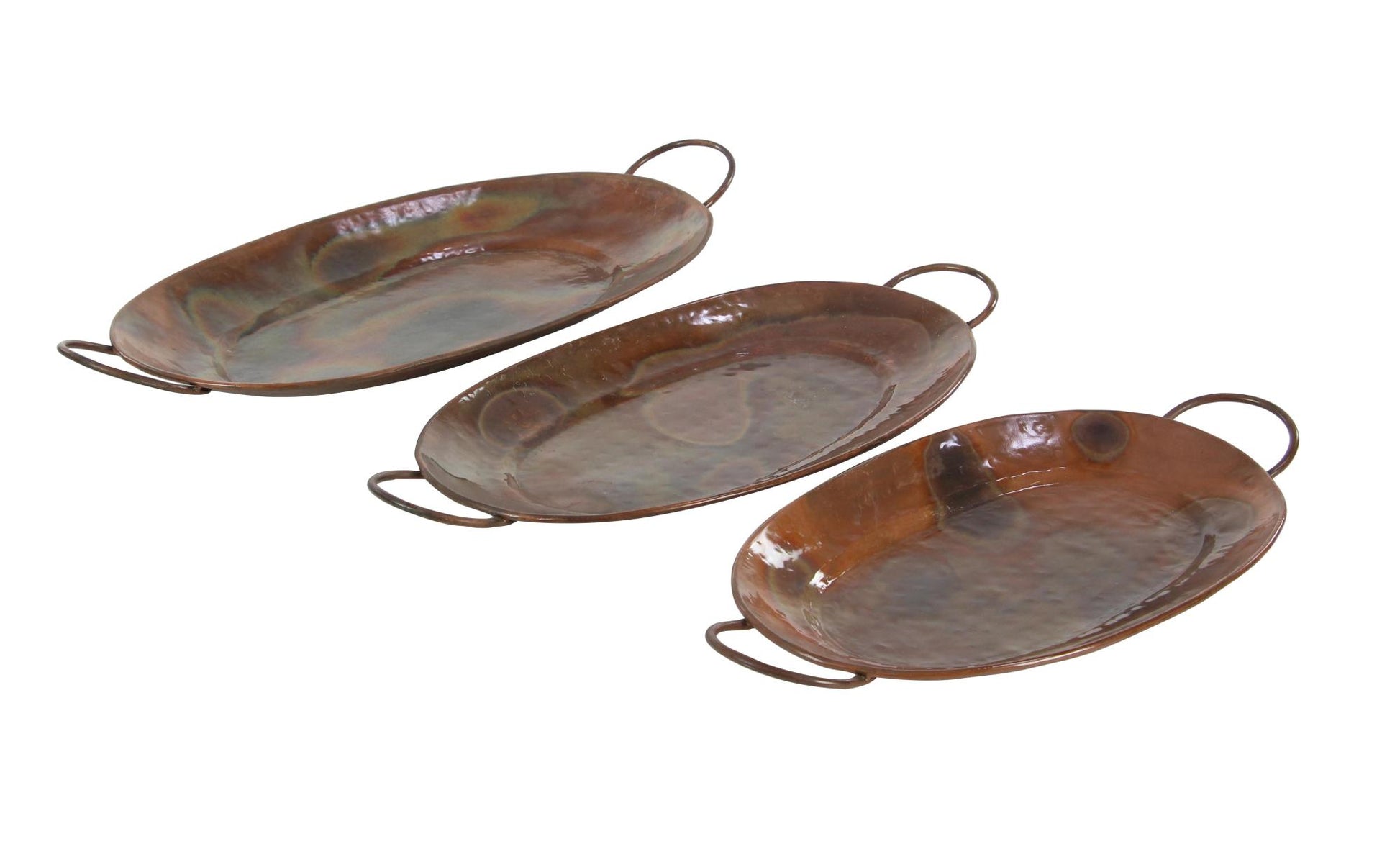Set of 3 Copper Metal Living Room Decor Tray