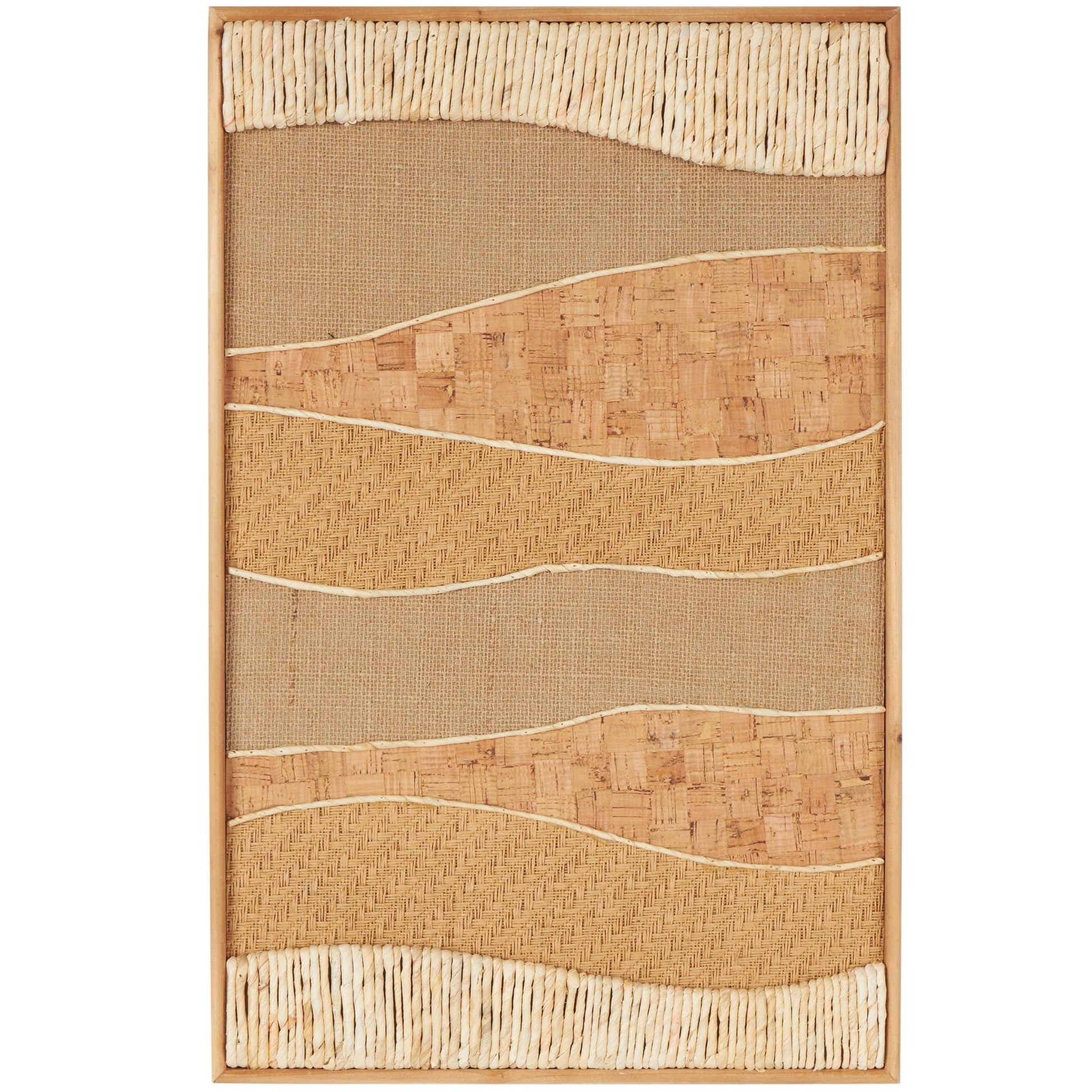 Abstract Brown Wood Handmade Horizontal Mixed Media Home Wall Decor with Various Textures and Patterns