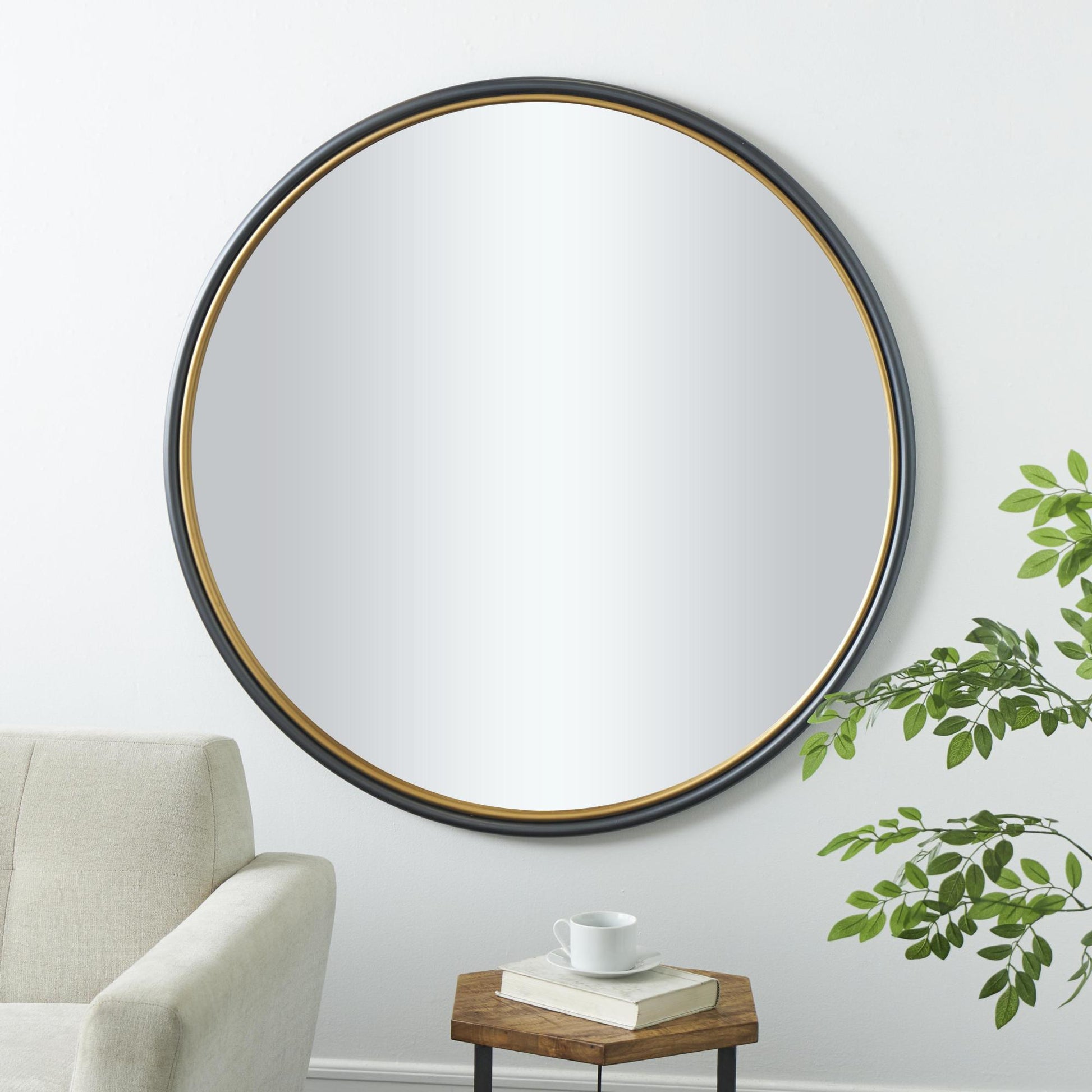 Metal Room Wall Mirror with Gold Inner Frame