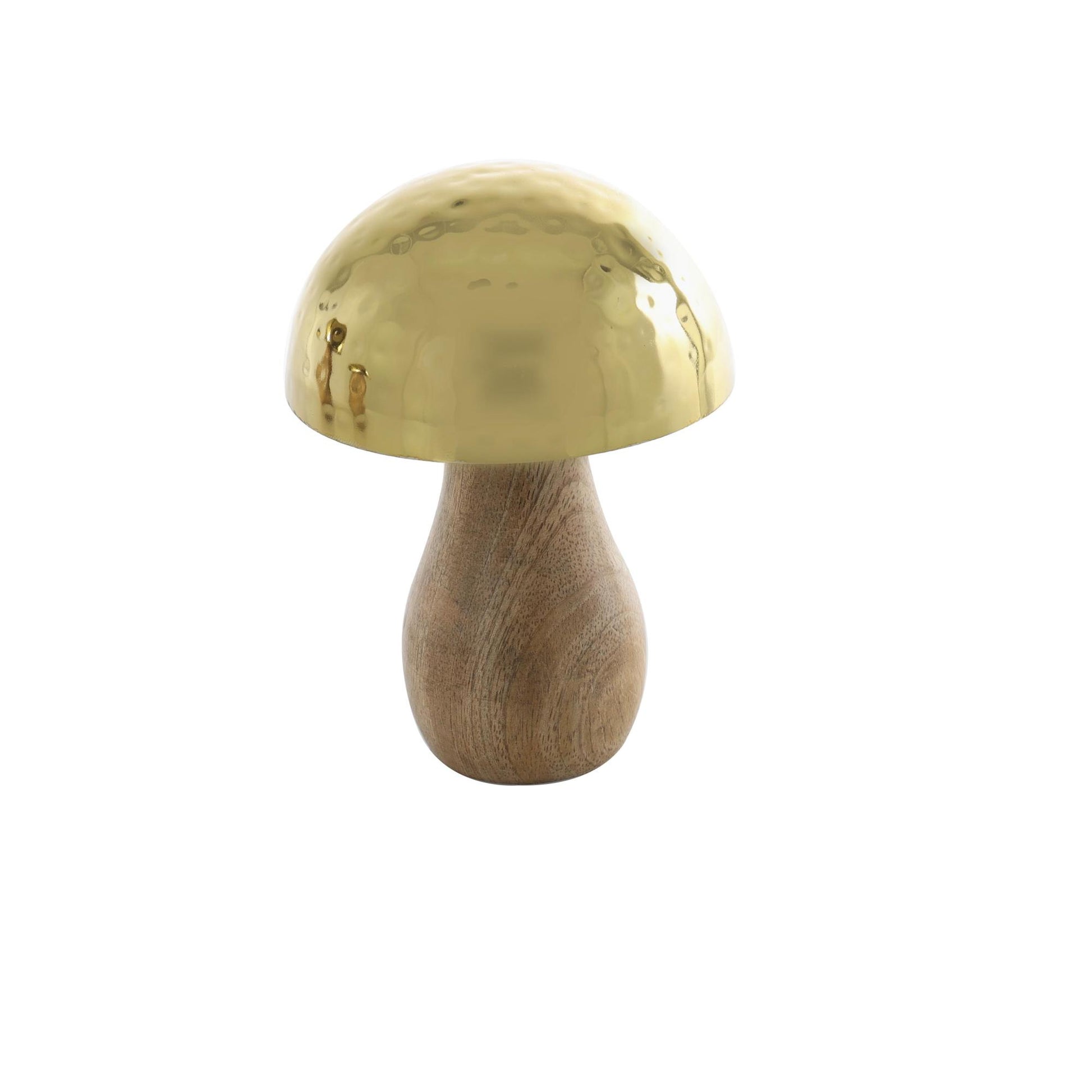 Set of 3 Mushroom Stainless Steel Metal Handmade Hammered Decorative Sculpture with Brown Wood Bases