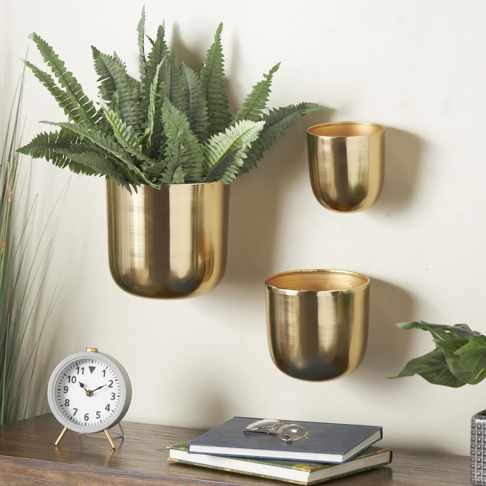 Set of 3 Metal Floating Indoor Outdoor Wall Planter