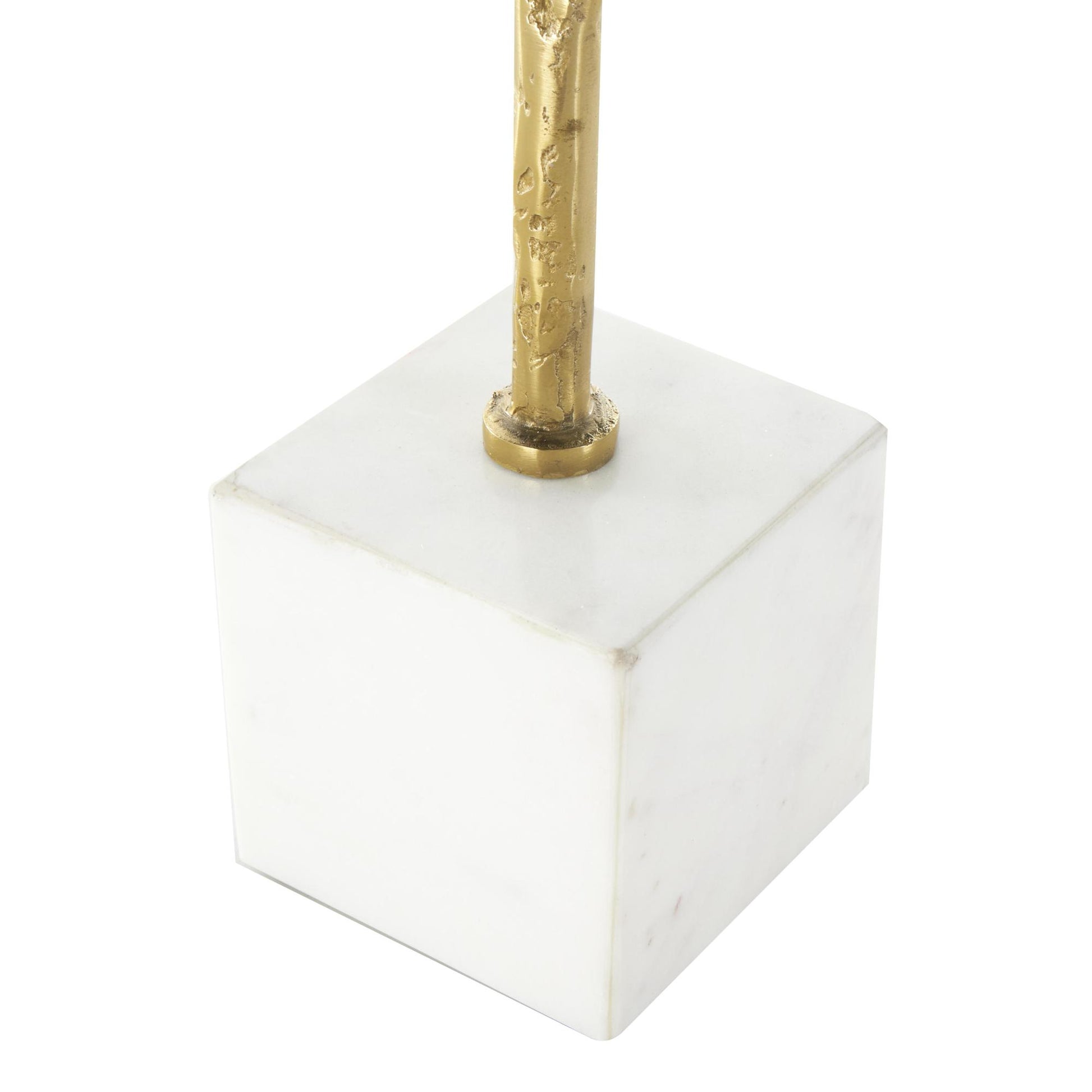 Leaf Gold Aluminum Metal Tall Textured Cutout Decorative Sculpture with White Marble Base
