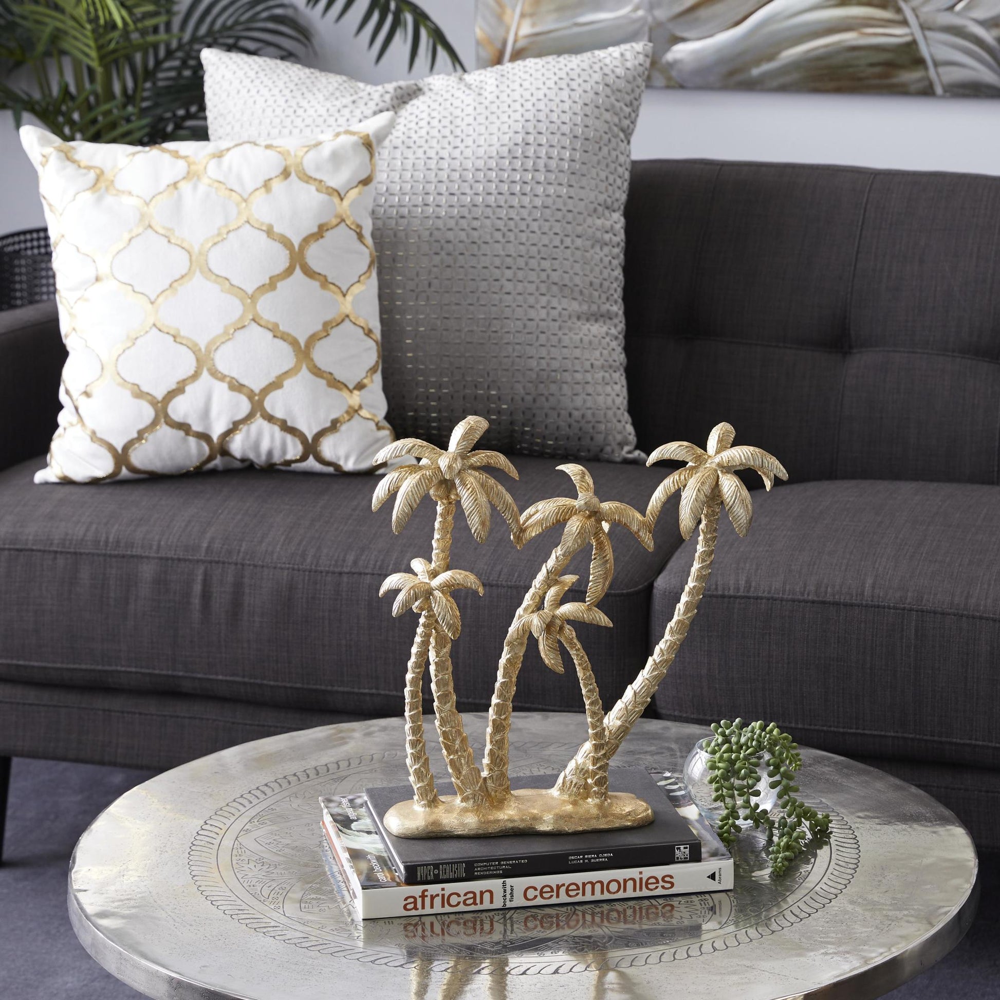 Palm Tree Gold Polyresin Decorative Sculpture