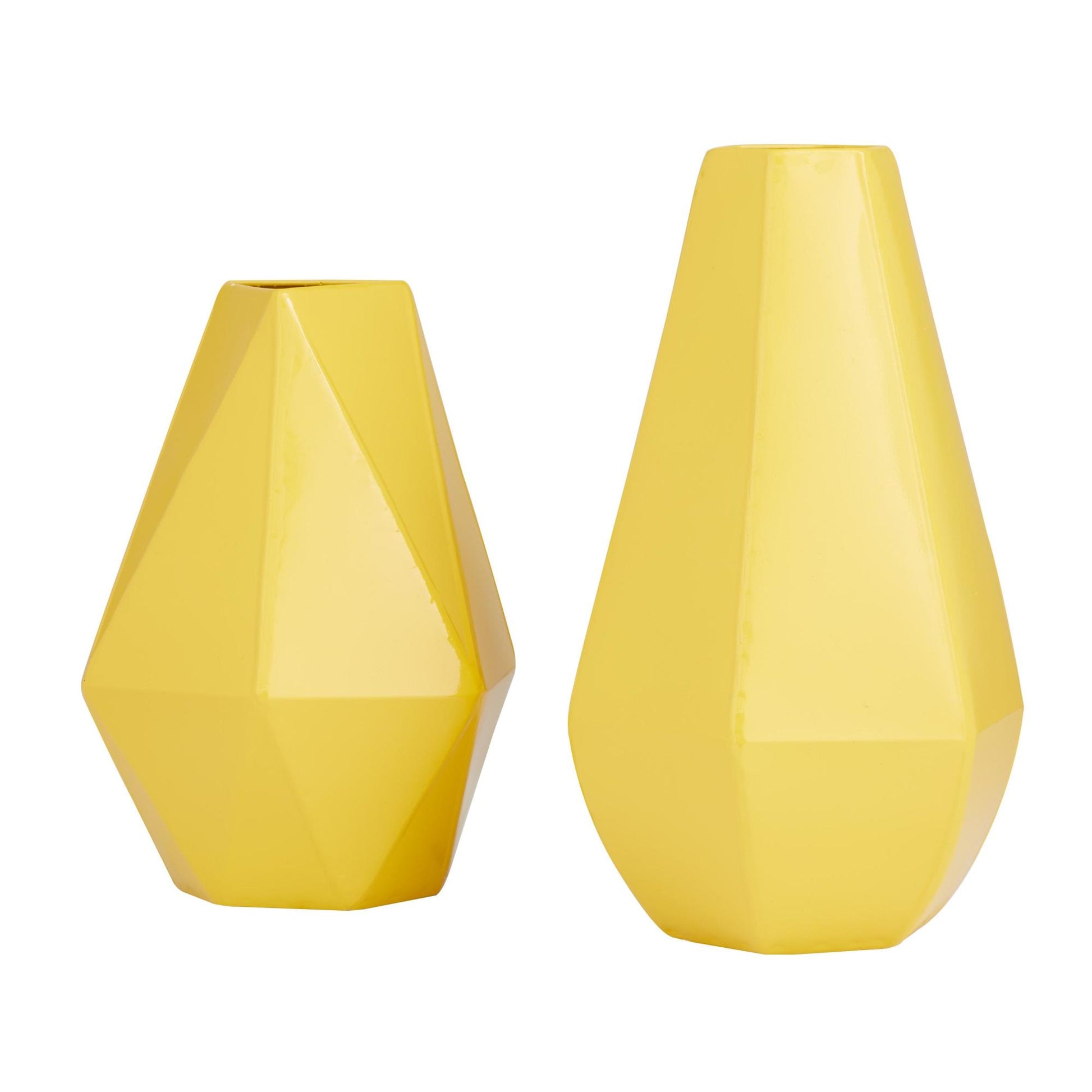 CosmoLiving by Cosmopolitan Set of 2 Geometric Metal Decorative Vase