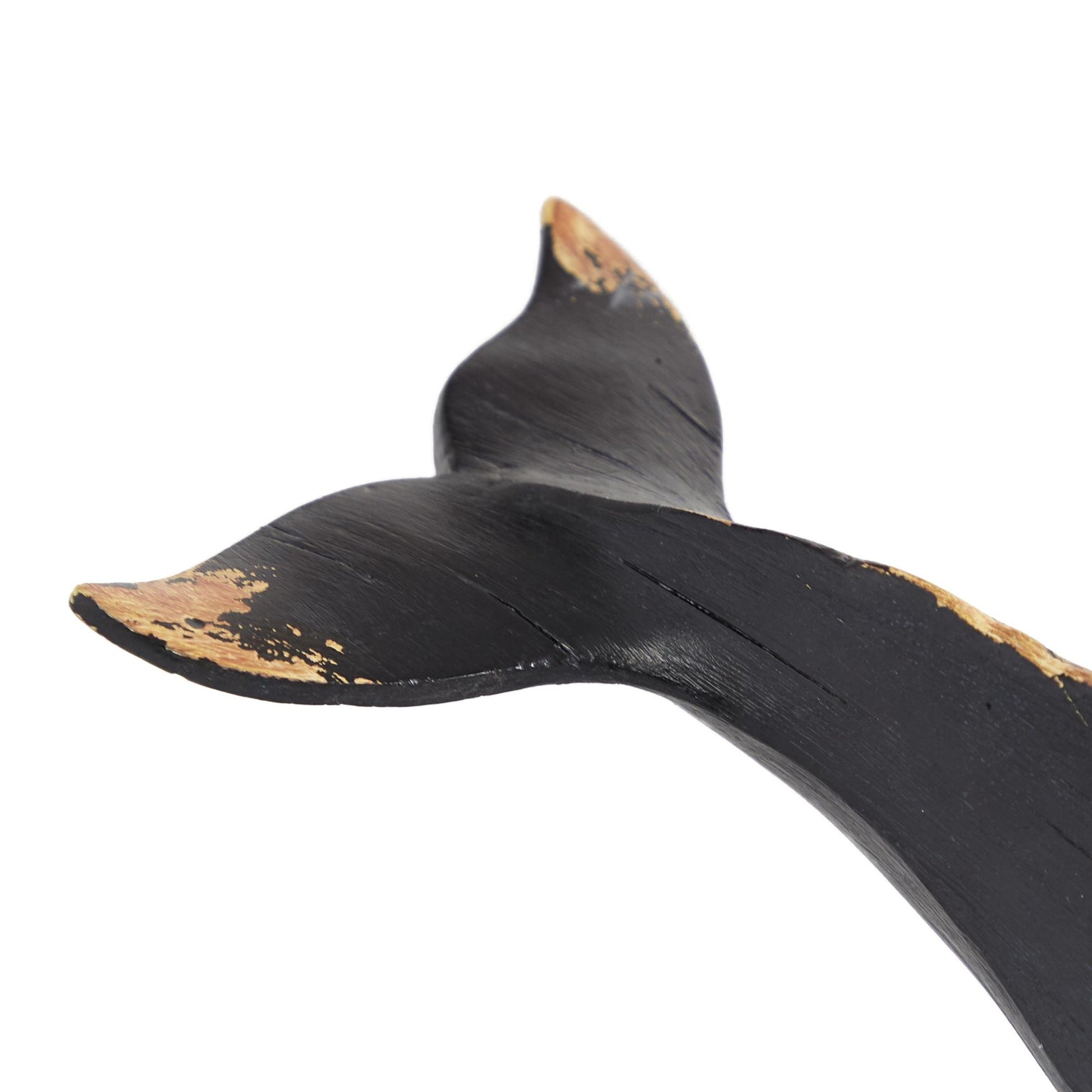 Whale Black Polystone Handmade Decorative Sculpture