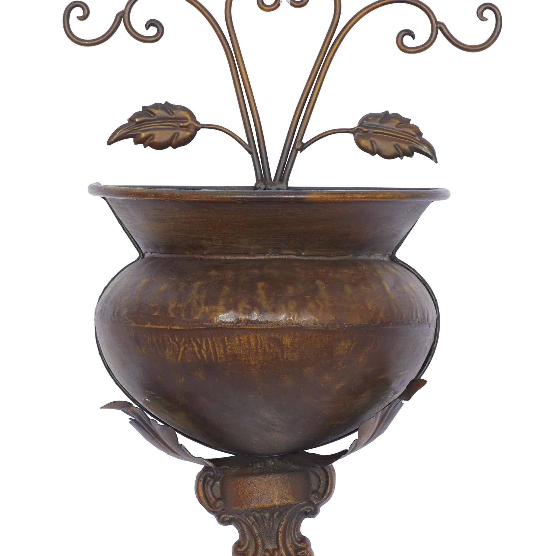 Scroll Brown Metal Indoor Outdoor Wall Planter