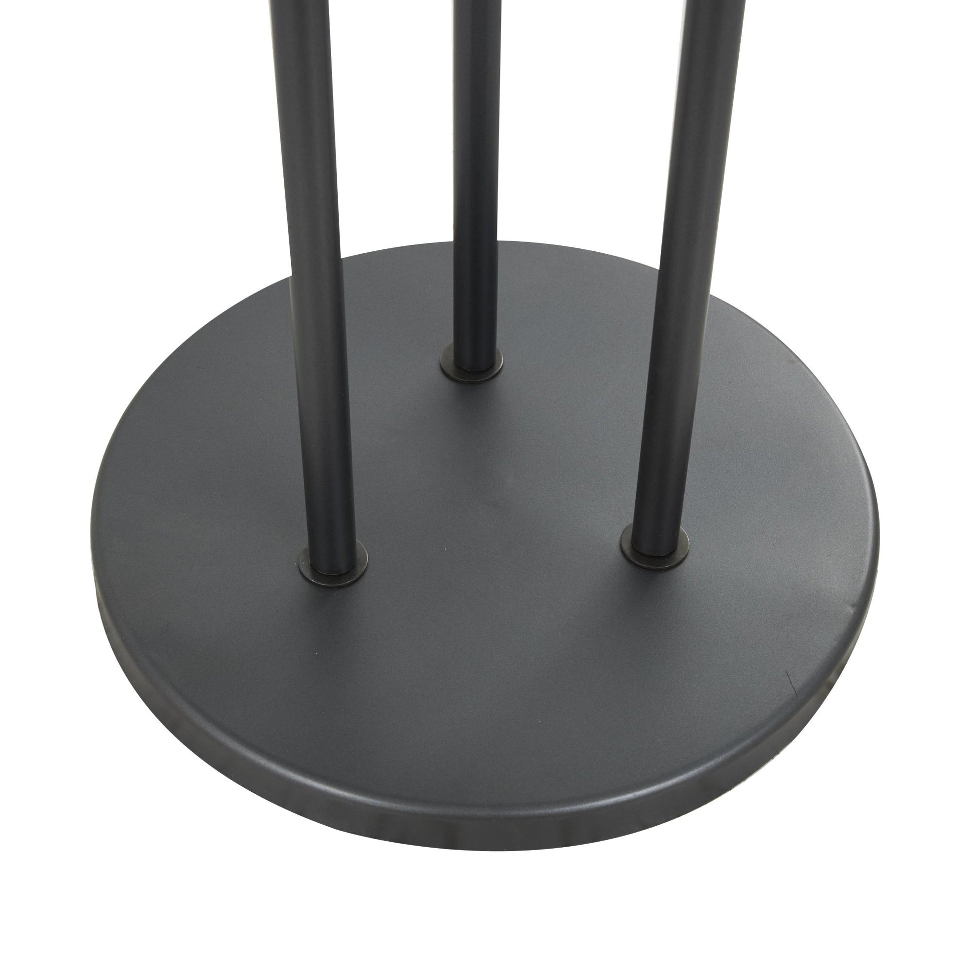 Black Metal Tall Floor Room Hurricane Lamp with 3 Posts and Round Base