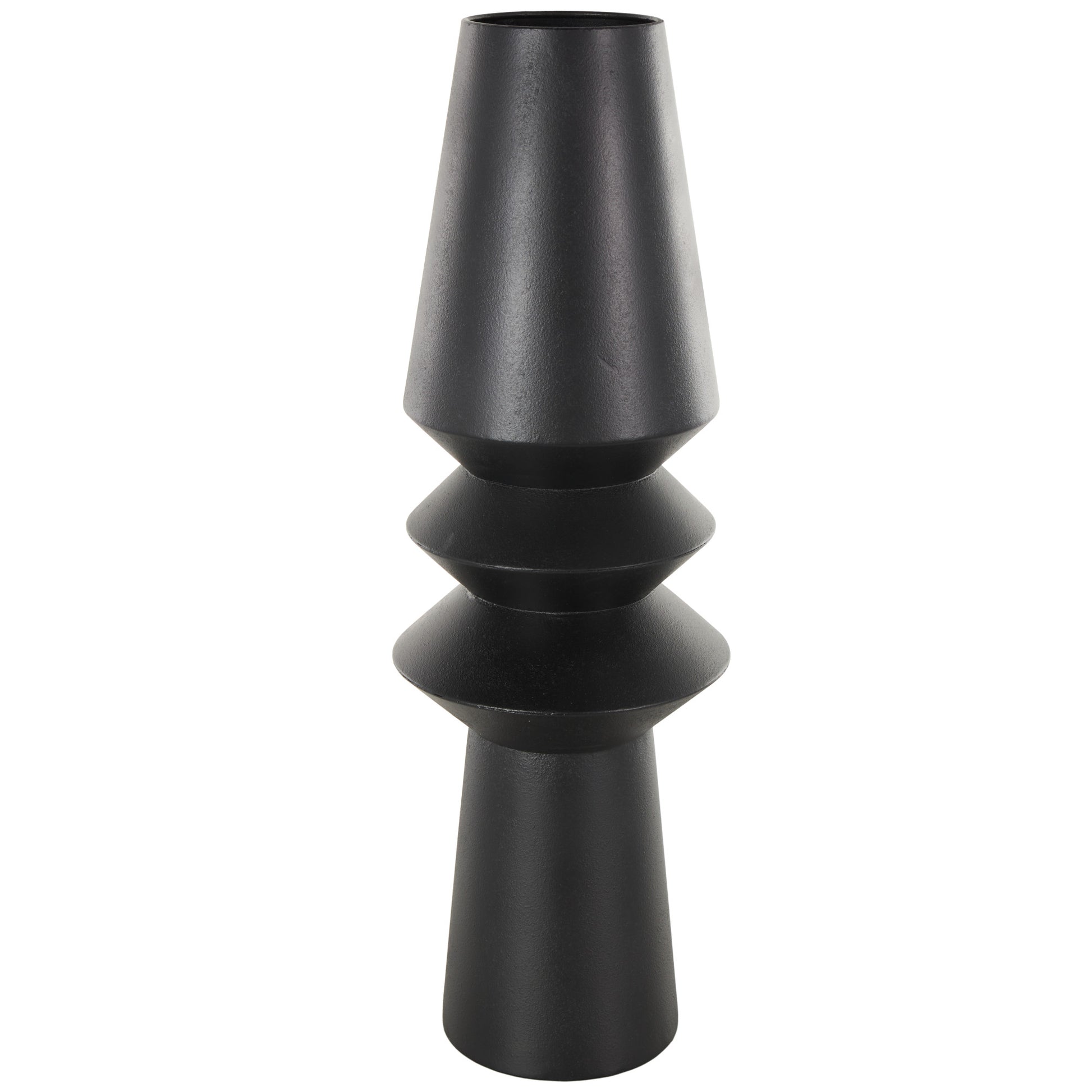 Black Metal Art Deco Fluted Decorative Vase