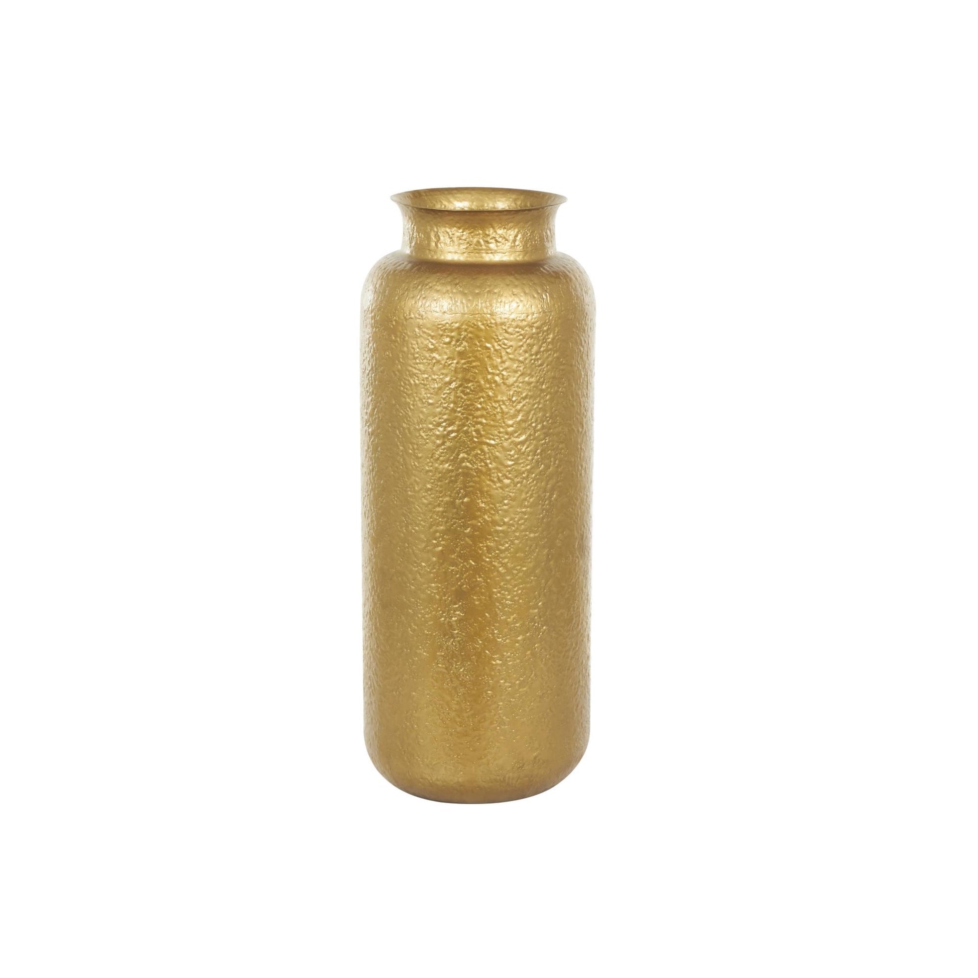 Gold Metal Tall Textured Hammered Floor Decorative Vase