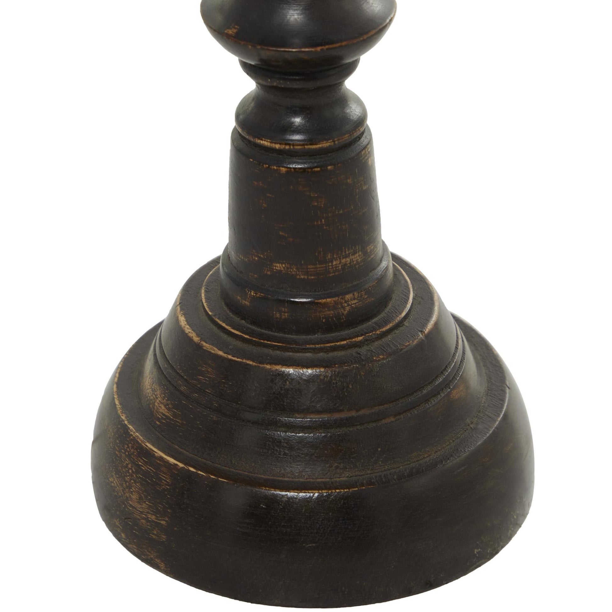Set of 3 Black Mango Wood Decorative Candle Holder
